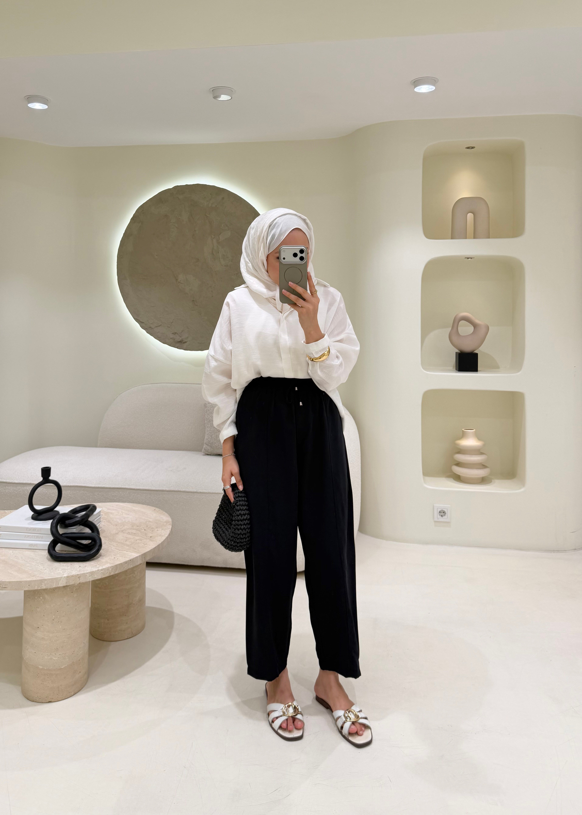 Havuç Kesim Çımalı Krep Pantolon Siyah
