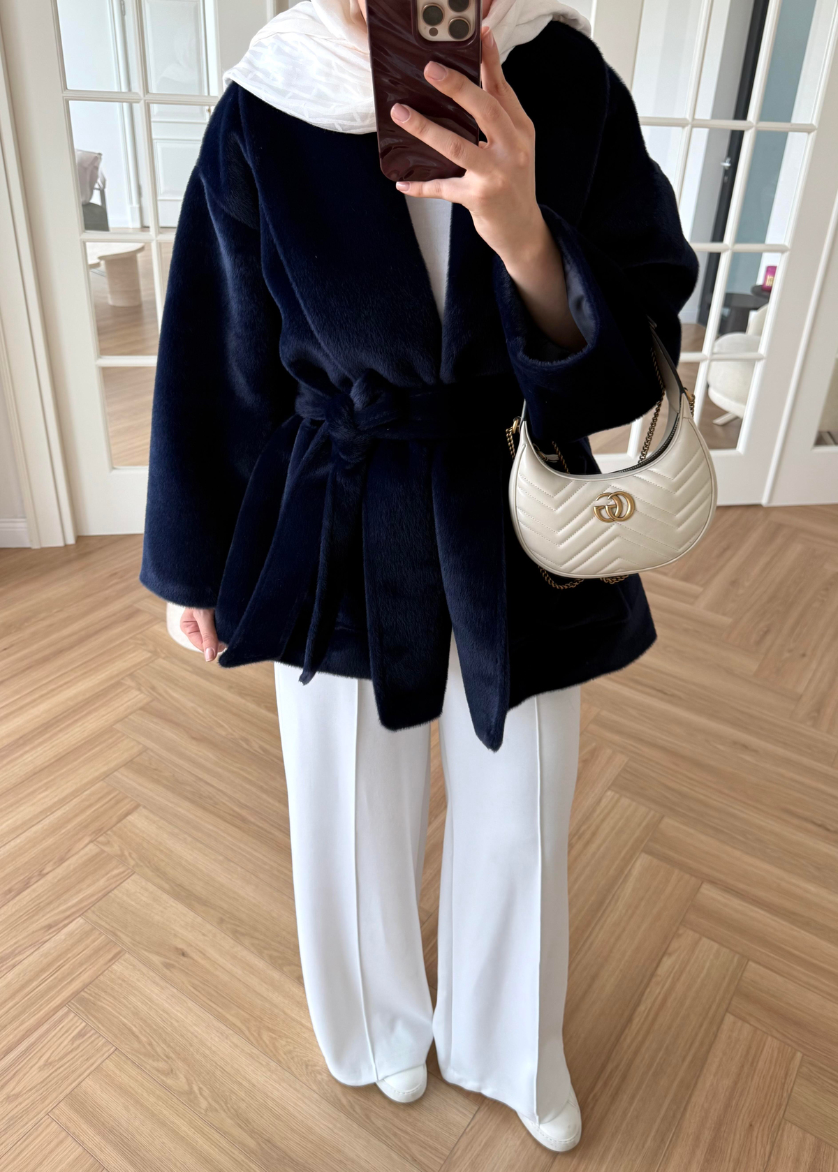 Kemerli Kaban Lacivert