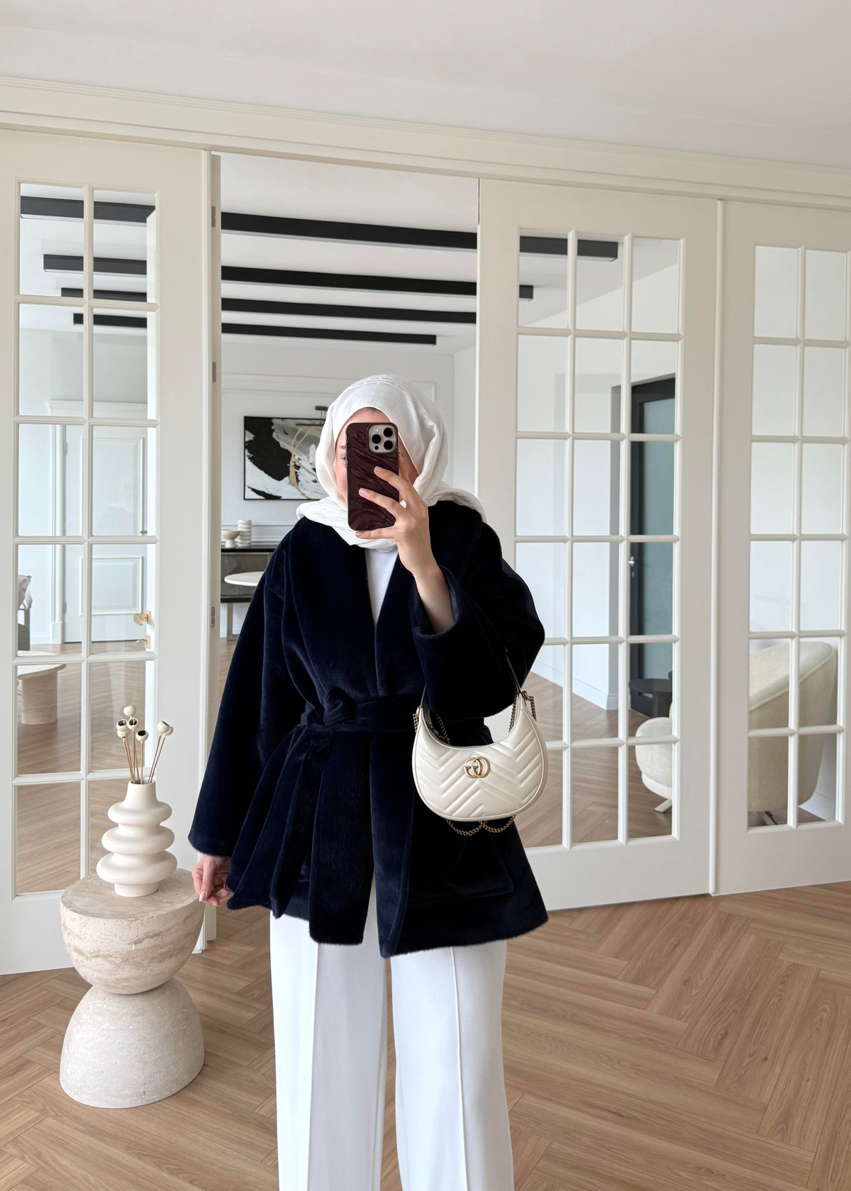 Kemerli Kaban Lacivert