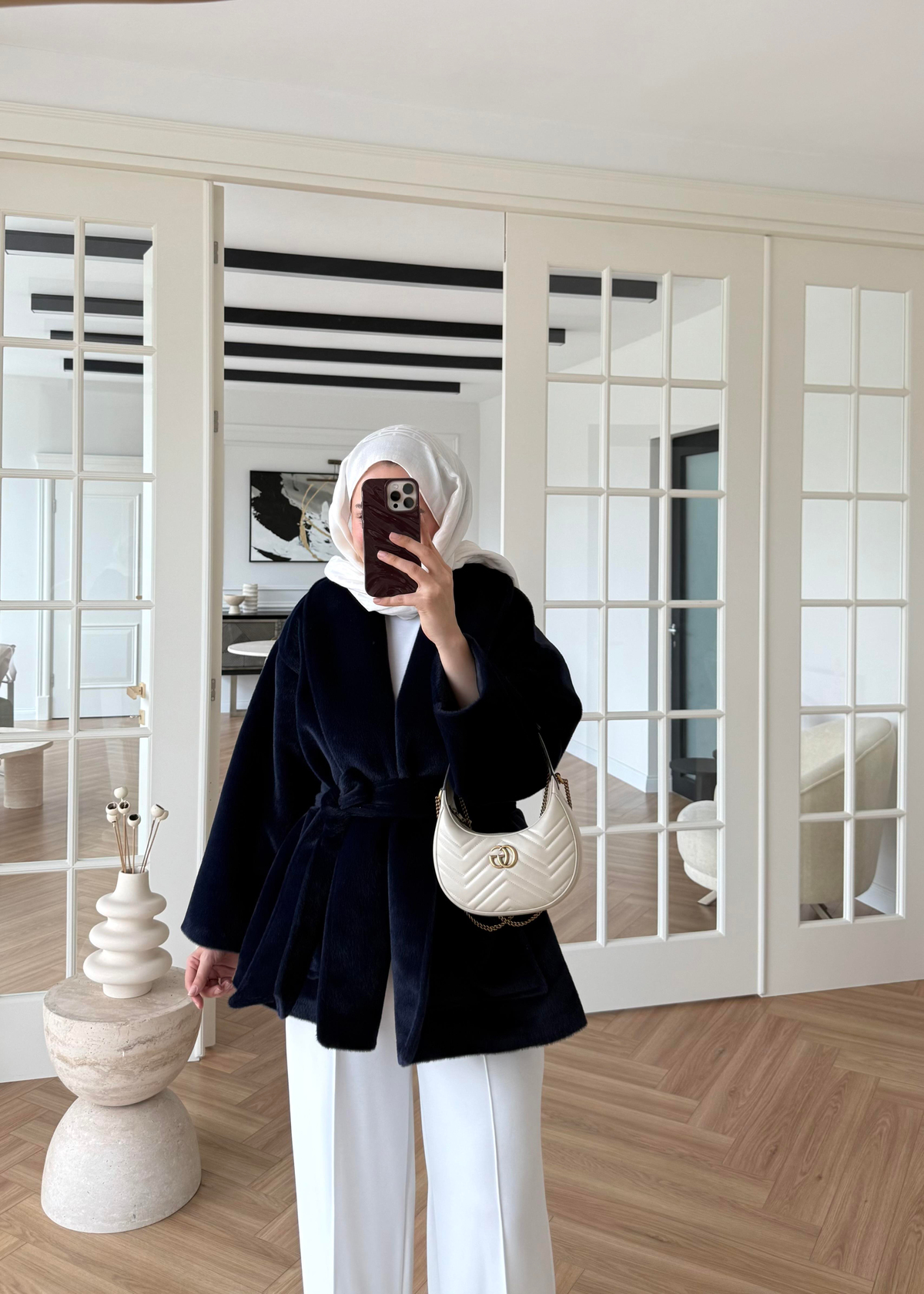 Kemerli Kaban Lacivert