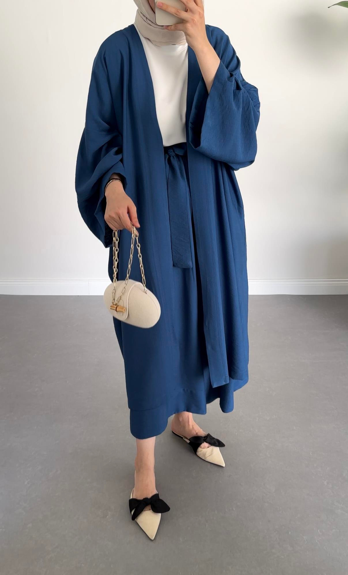Keten Kimono Takım Lacivert
