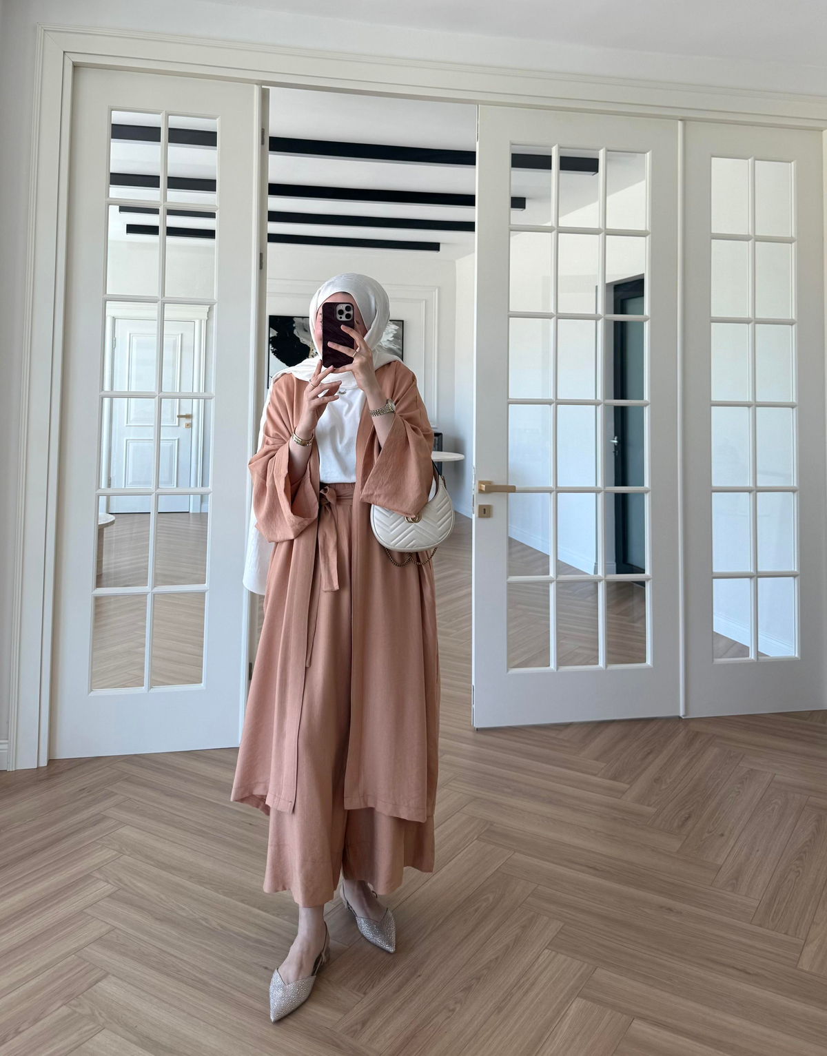 Keten Kimono Takım Somon