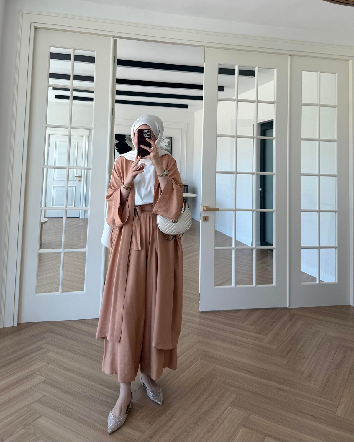 Keten Kimono Takım Somon