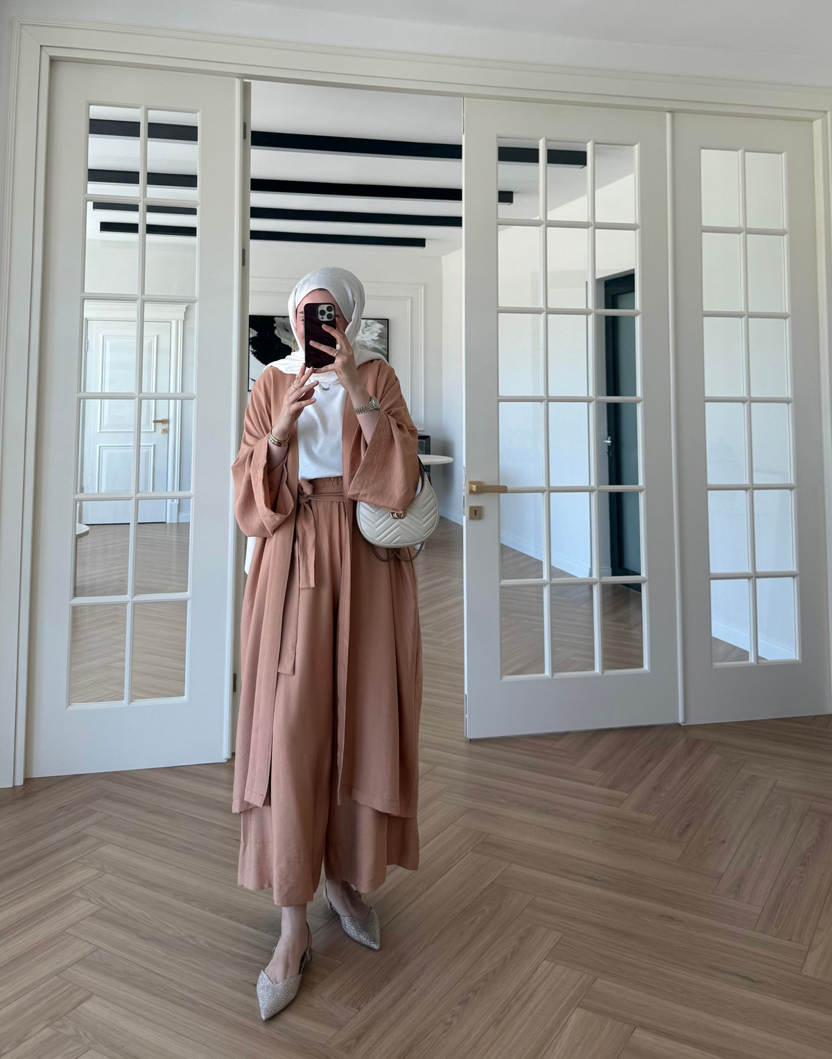 Keten Kimono Takım Somon