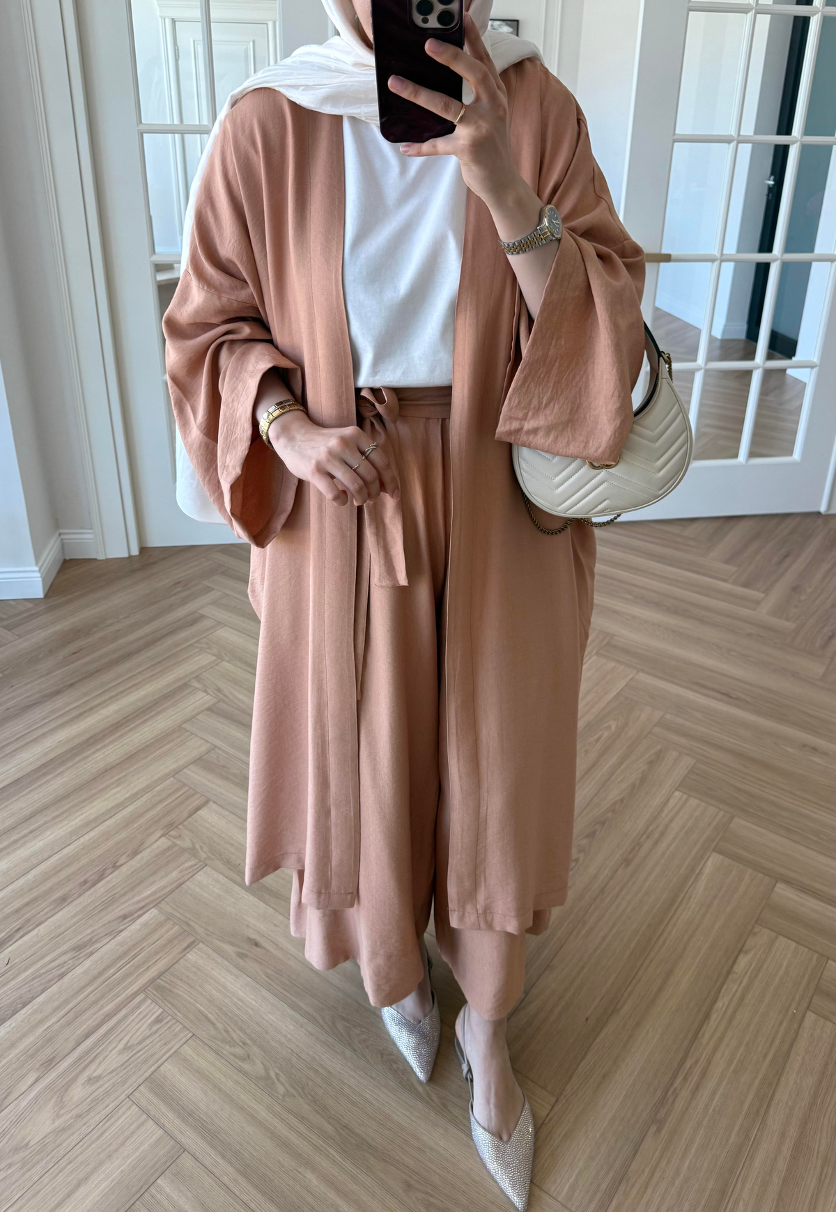 Keten Kimono Takım Somon