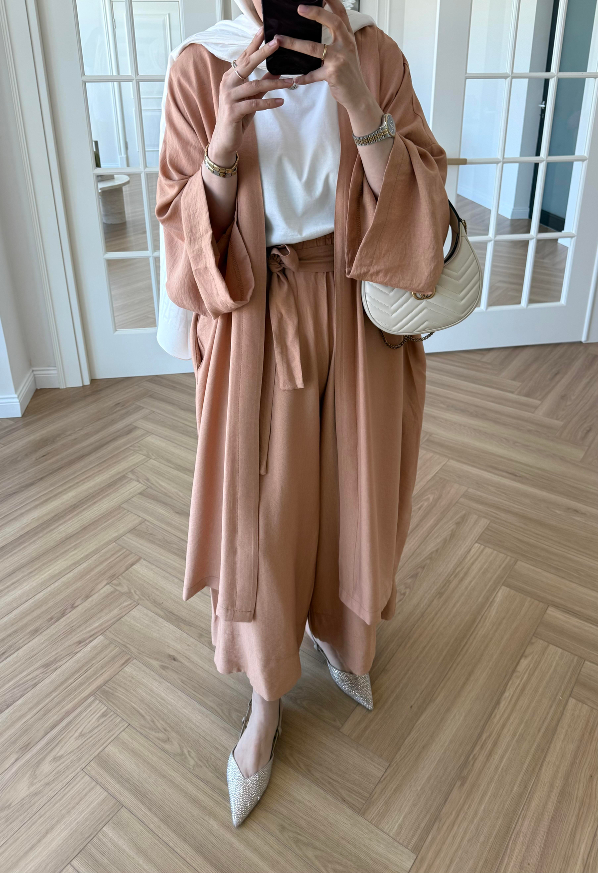 Keten Kimono Takım Somon