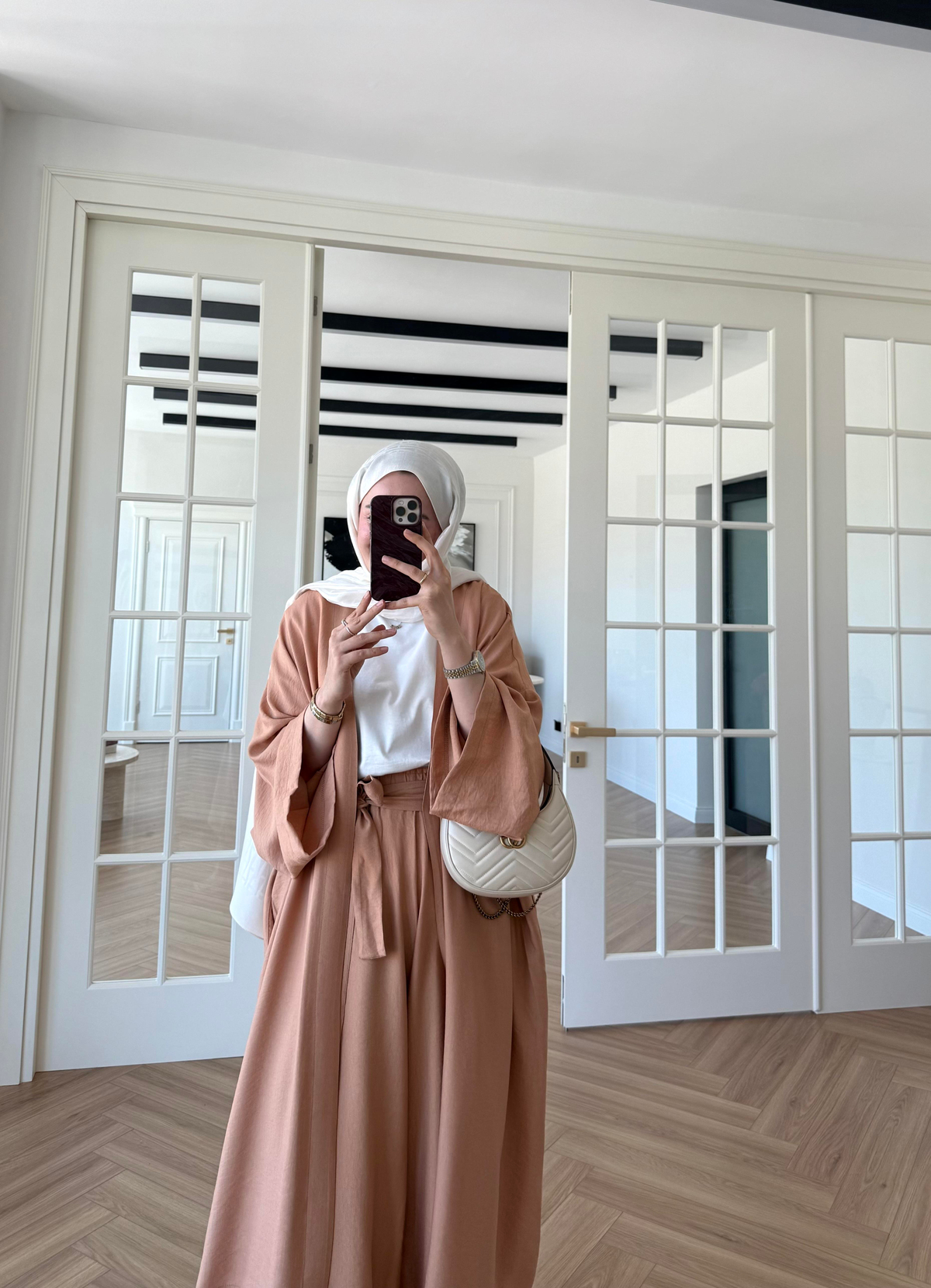 Keten Kimono Takım Somon