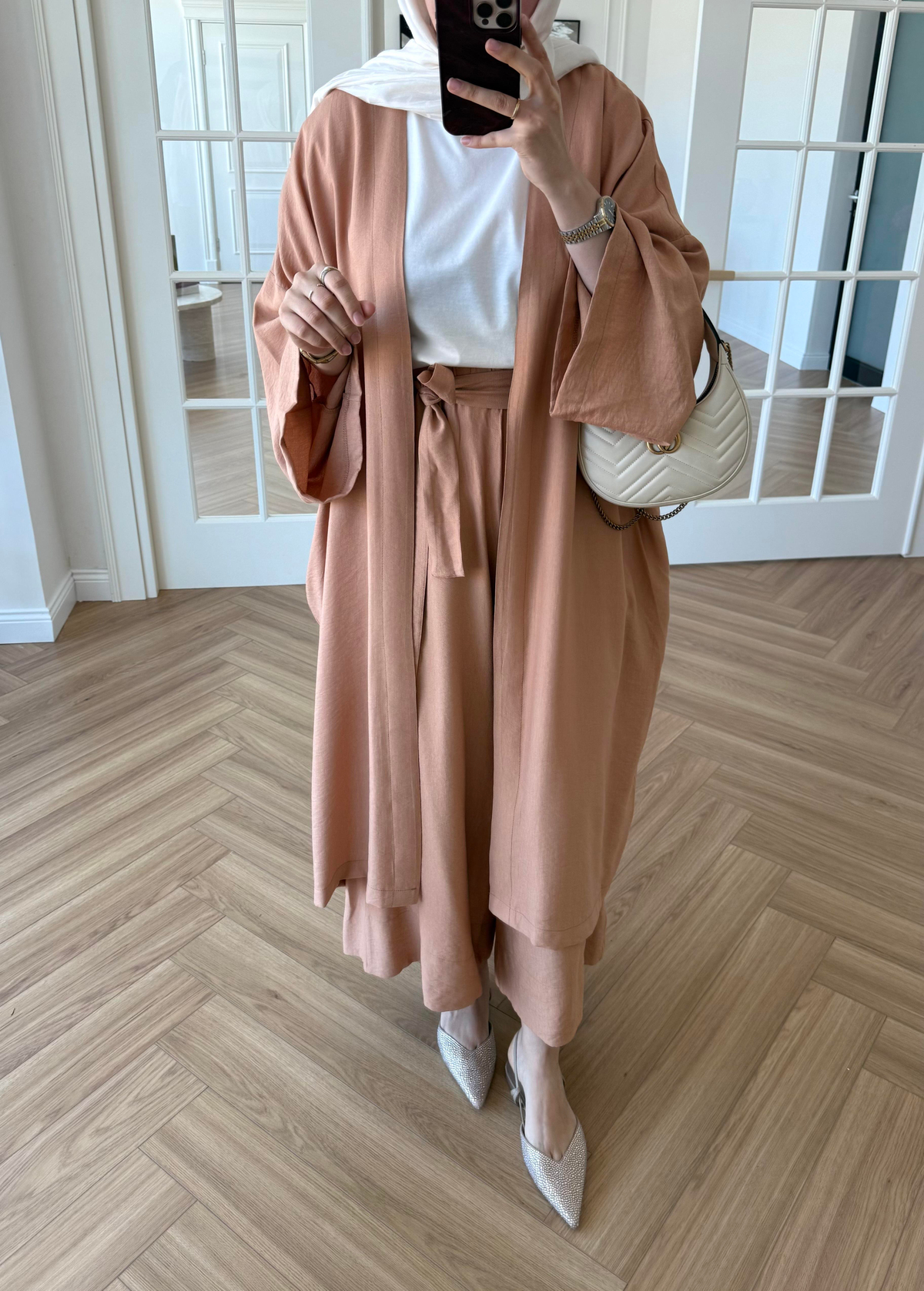 Keten Kimono Takım Somon