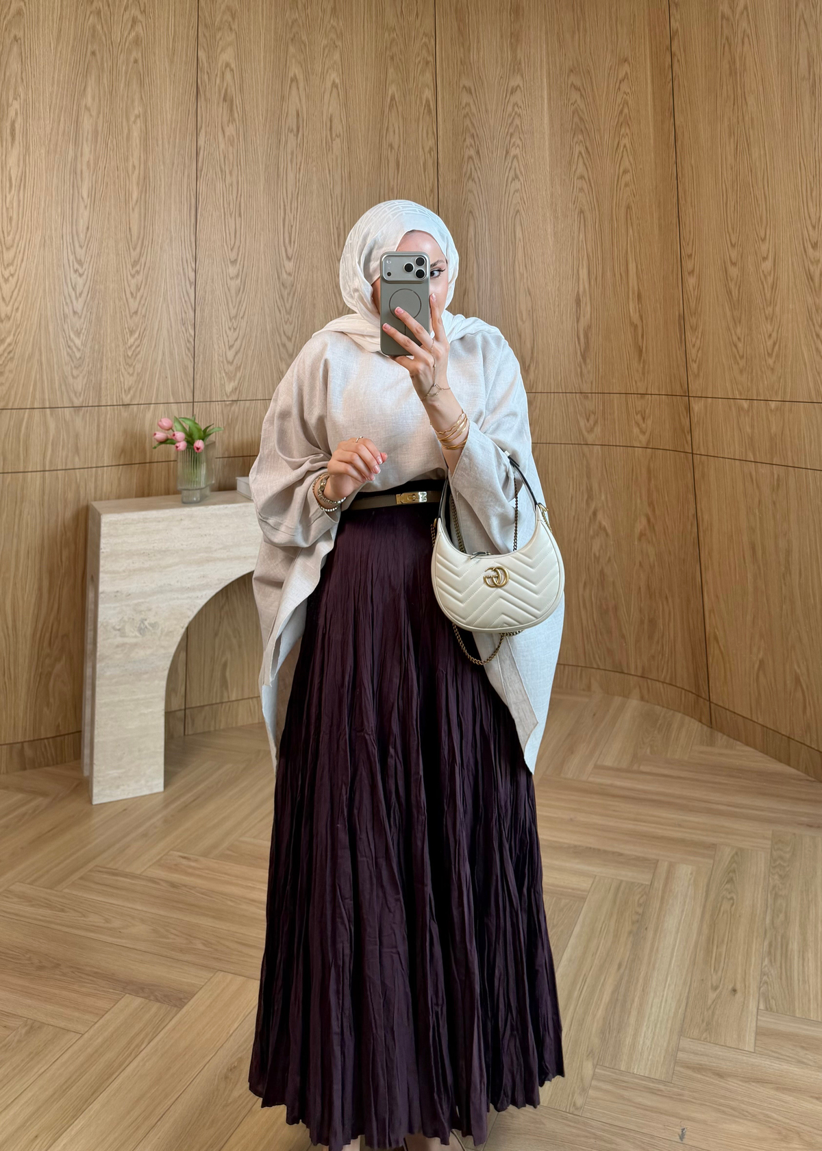 Kırışık Pileli Etek Mürdüm