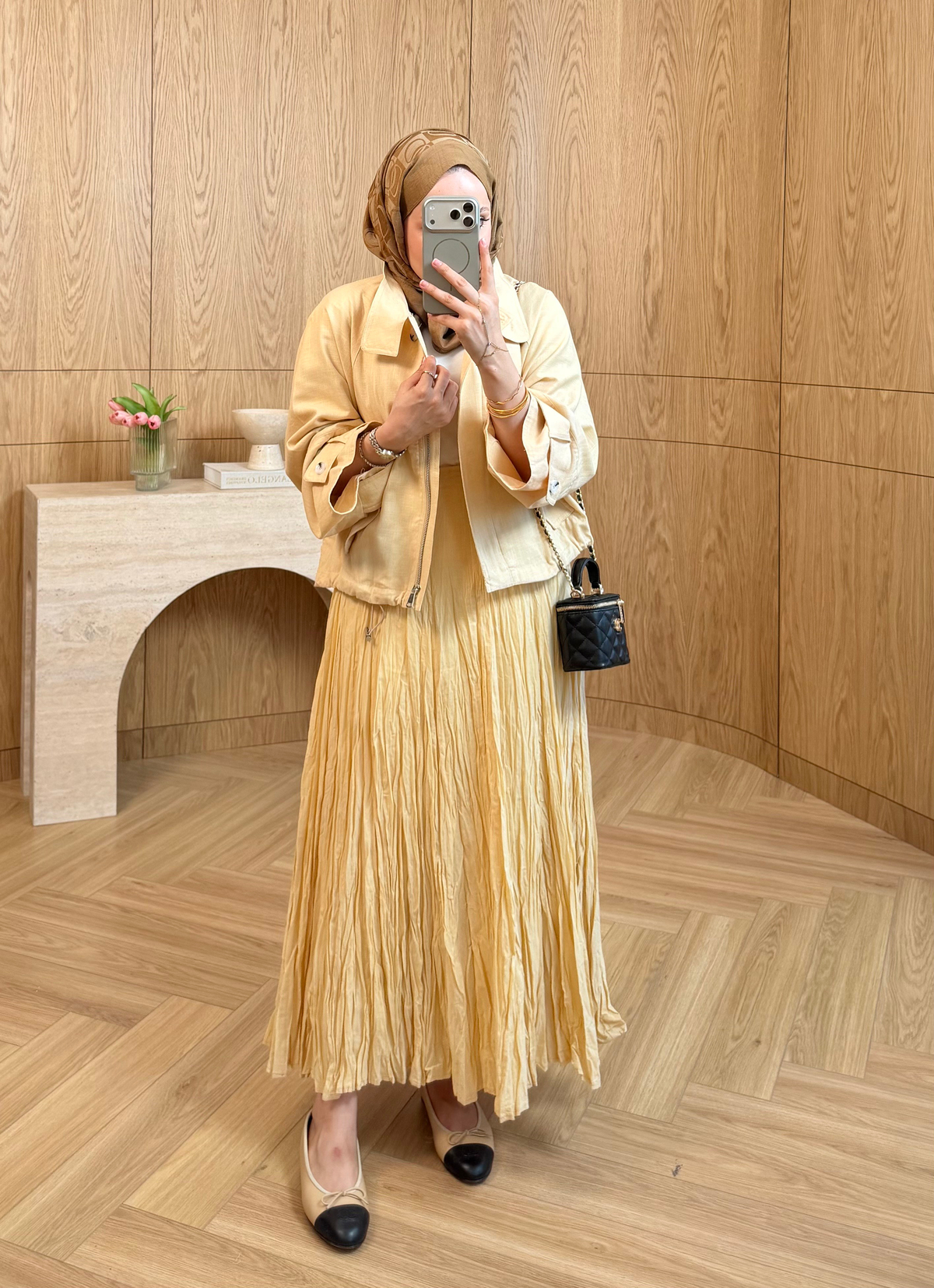 Kırışık Pileli Etek Sarı