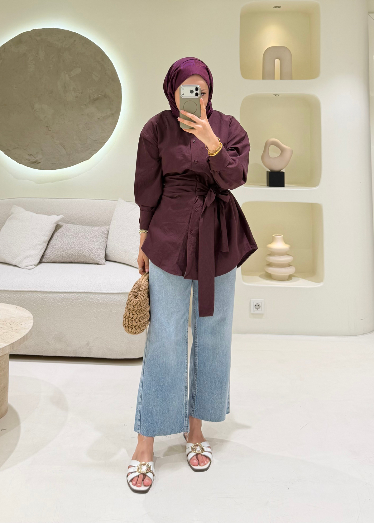 Kırışık Poplin Gömlek Burgundy