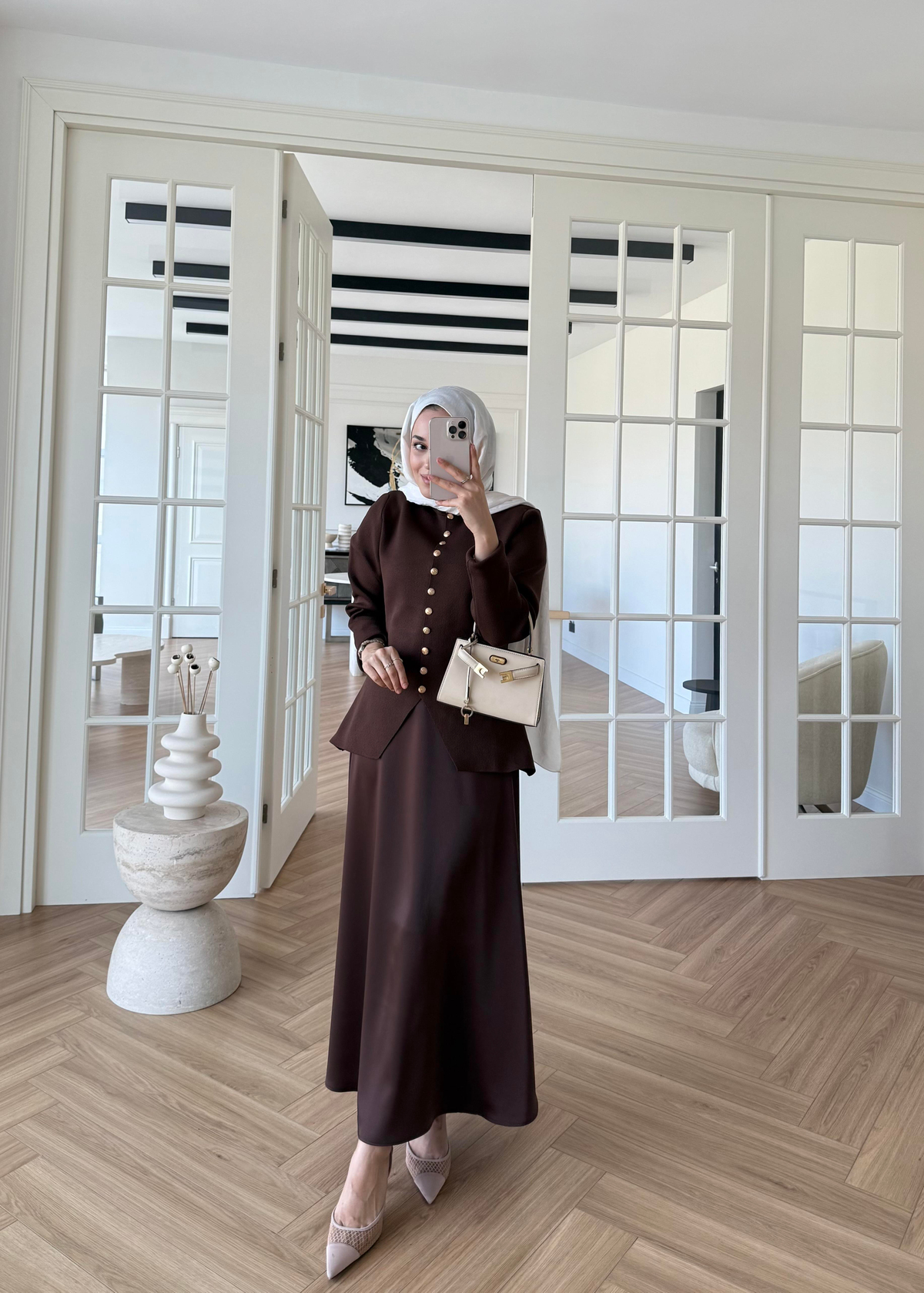 Kloş Zra Saten Etek Kahverengi