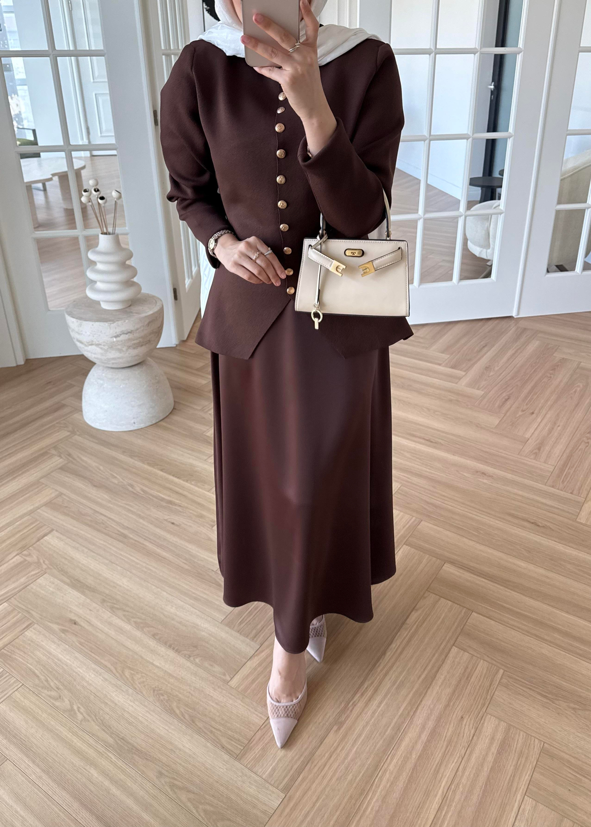 Kloş Zra Saten Etek Kahverengi