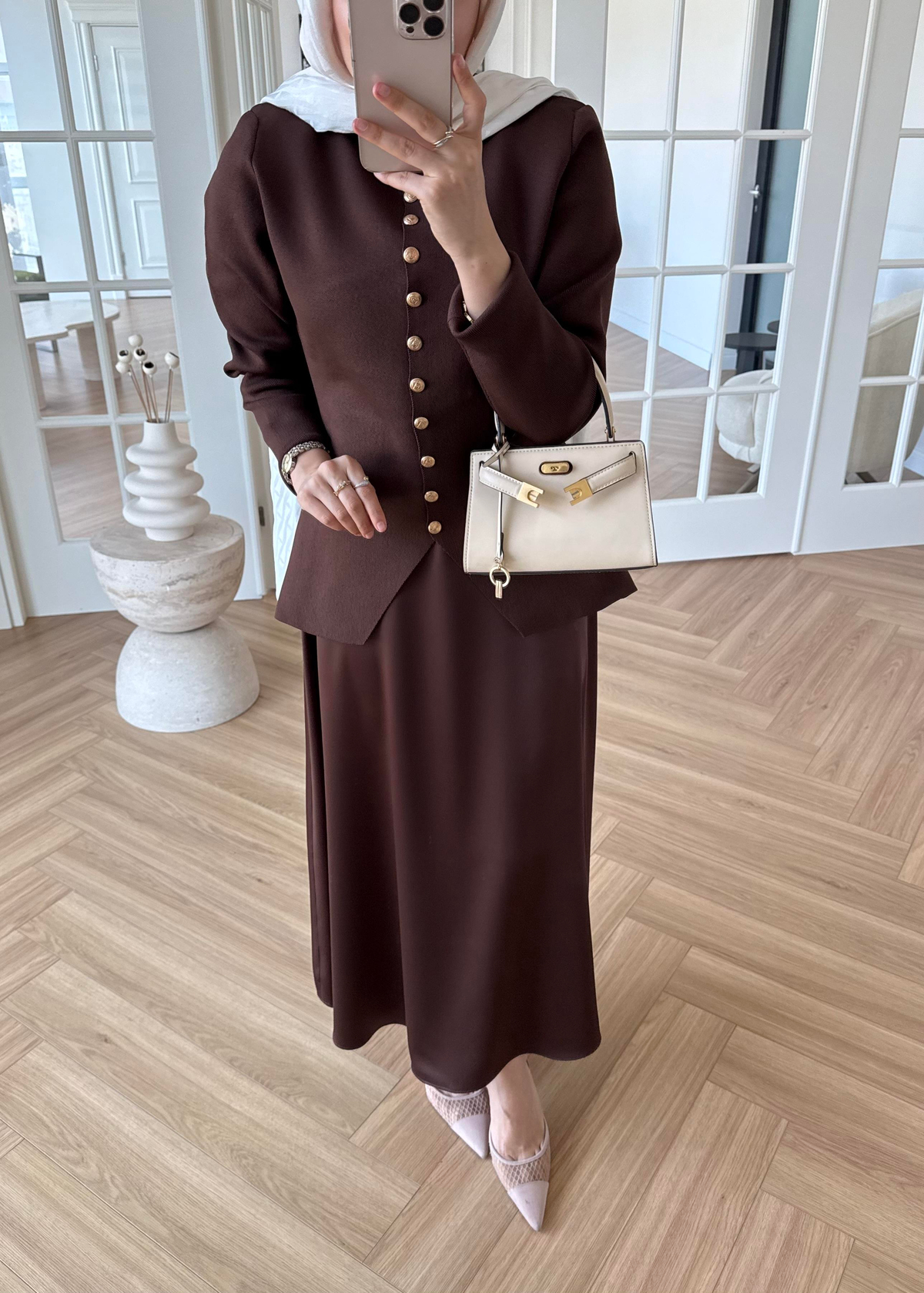 Kloş Zra Saten Etek Kahverengi