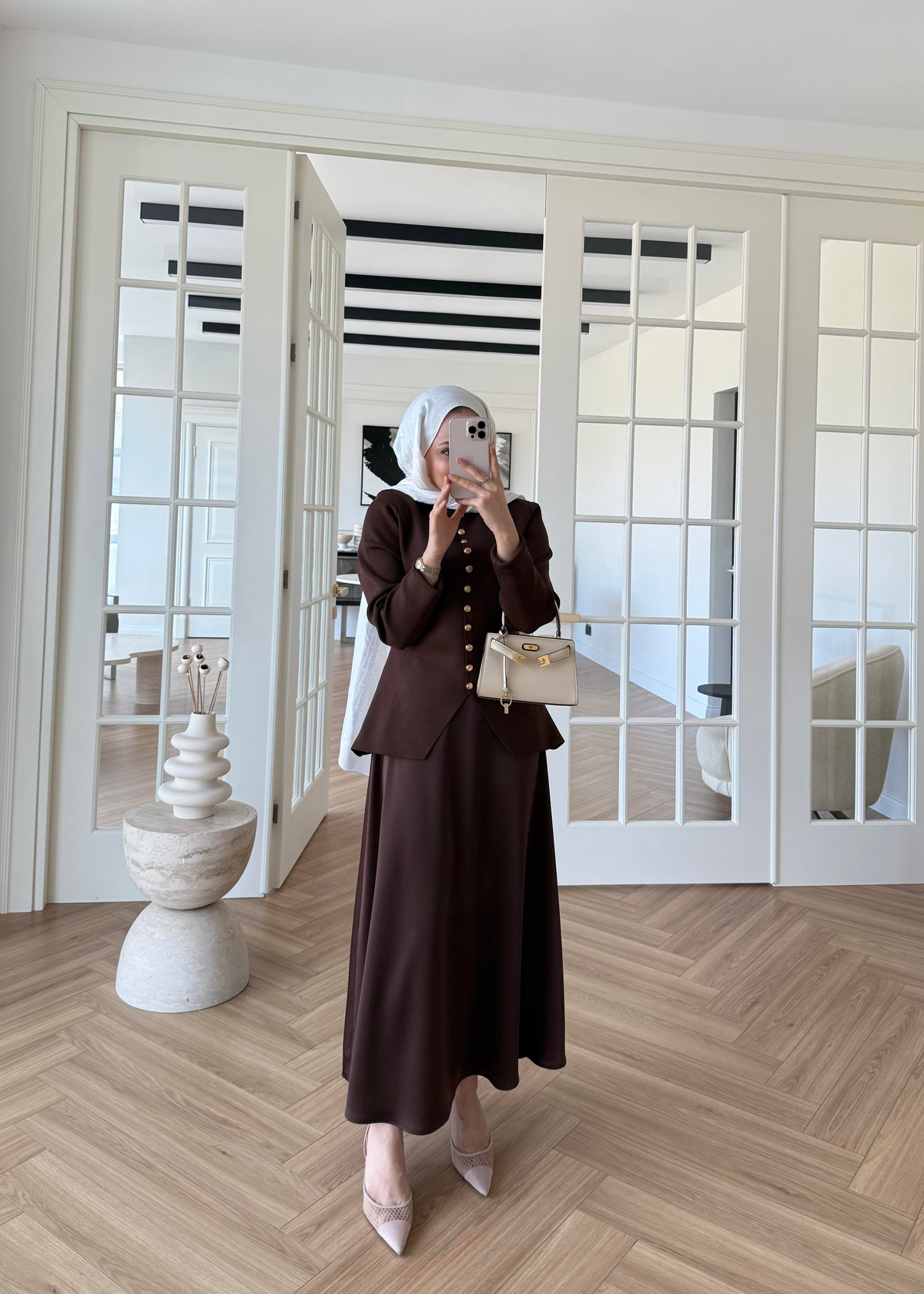 Kloş Zra Saten Etek Kahverengi