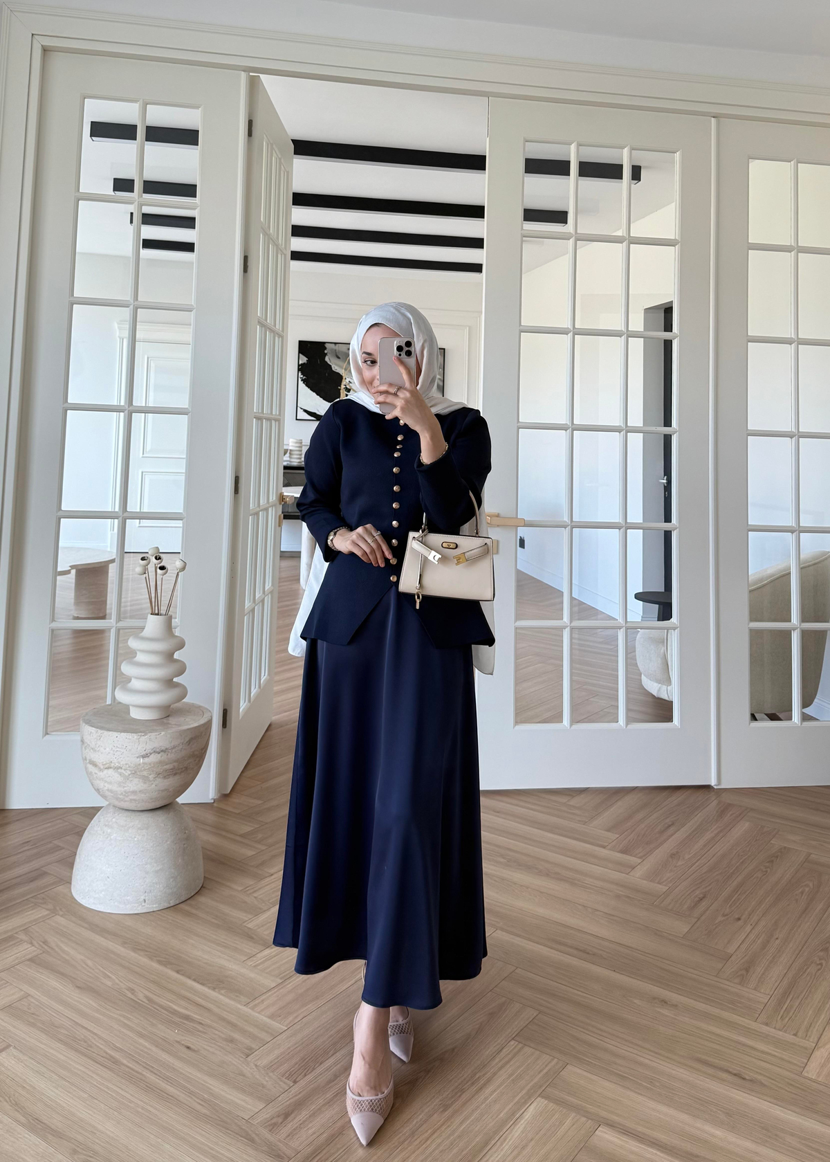 Kloş Zra Saten Etek Lacivert