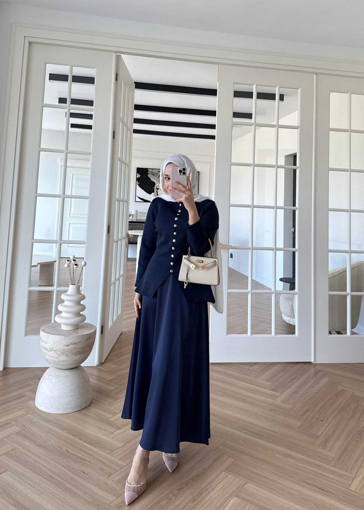 Kloş Zra Saten Etek Lacivert