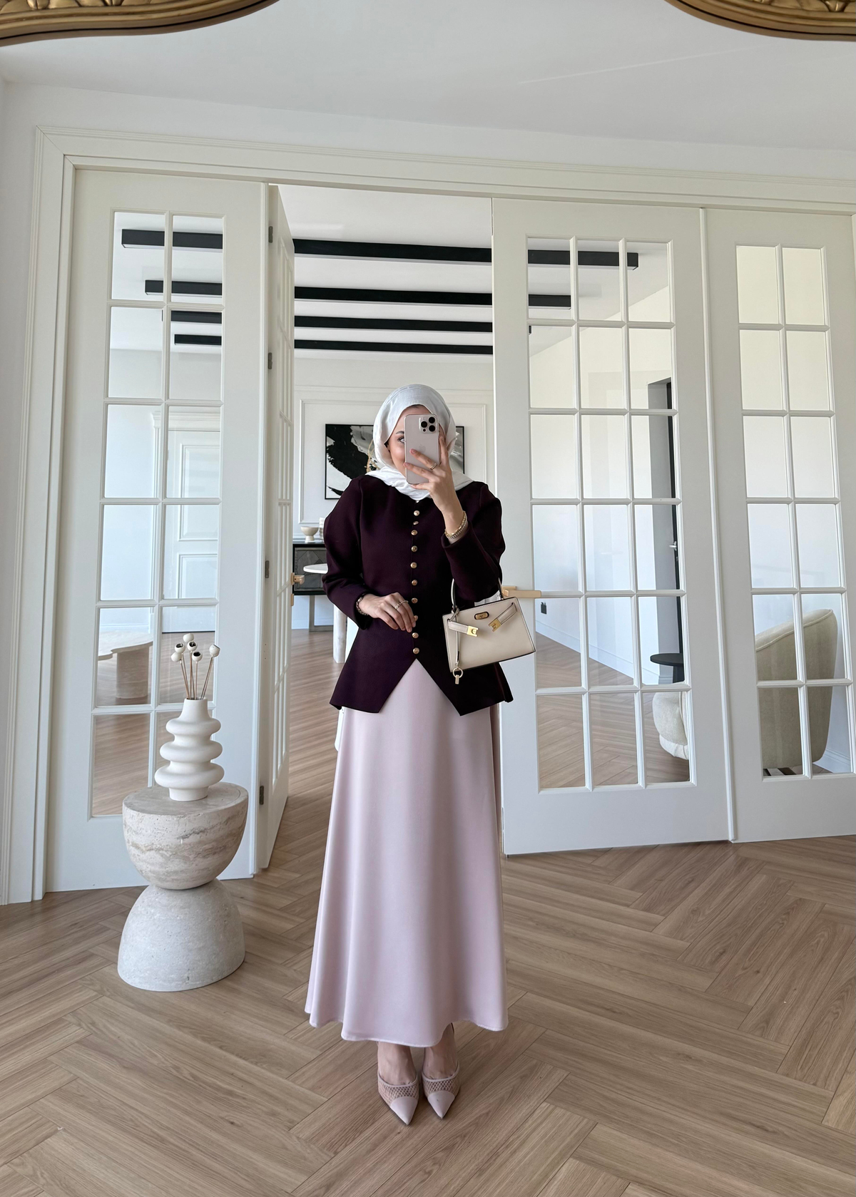 Kloş Zra Saten Etek Pudra