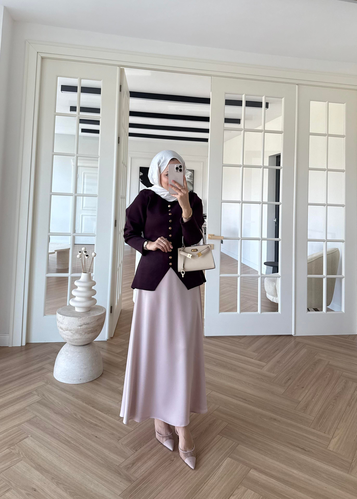 Kloş Zra Saten Etek Pudra