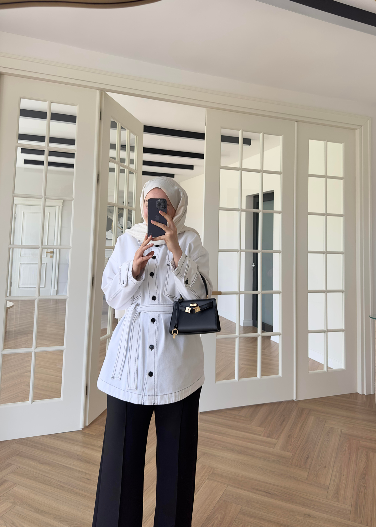 Kontast Dikişli Denim Ceket