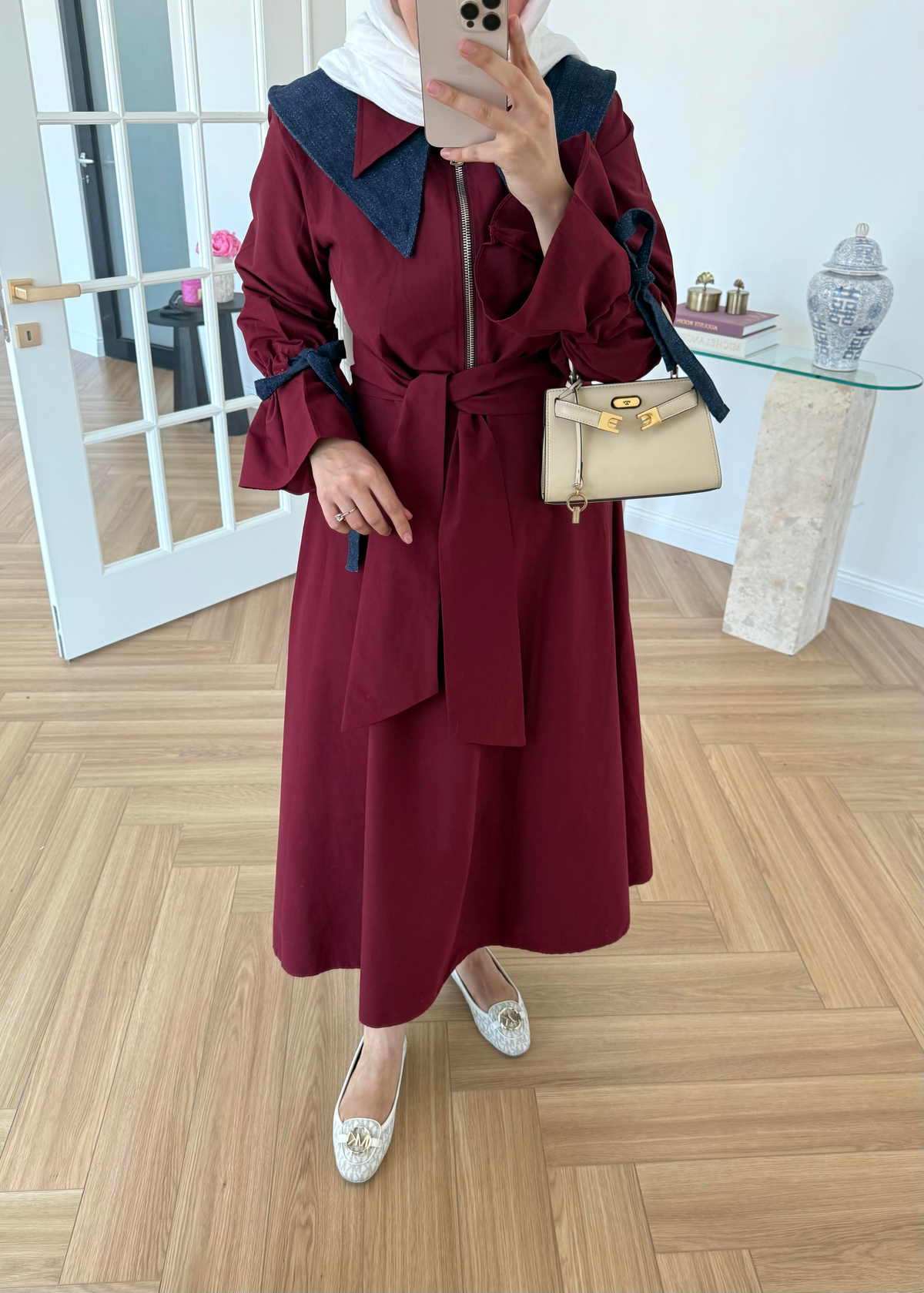 Kot Garnili Elbise Bordo