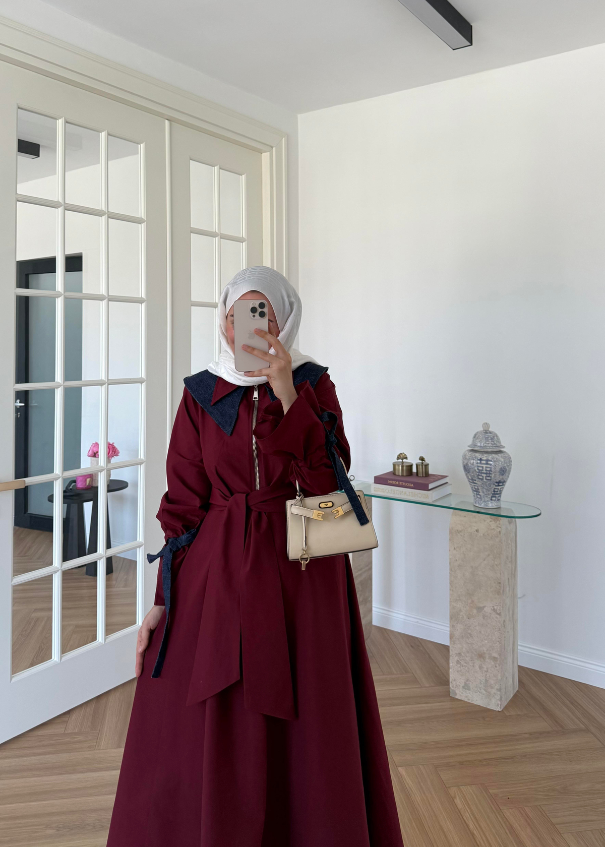 Kot Garnili Elbise Bordo