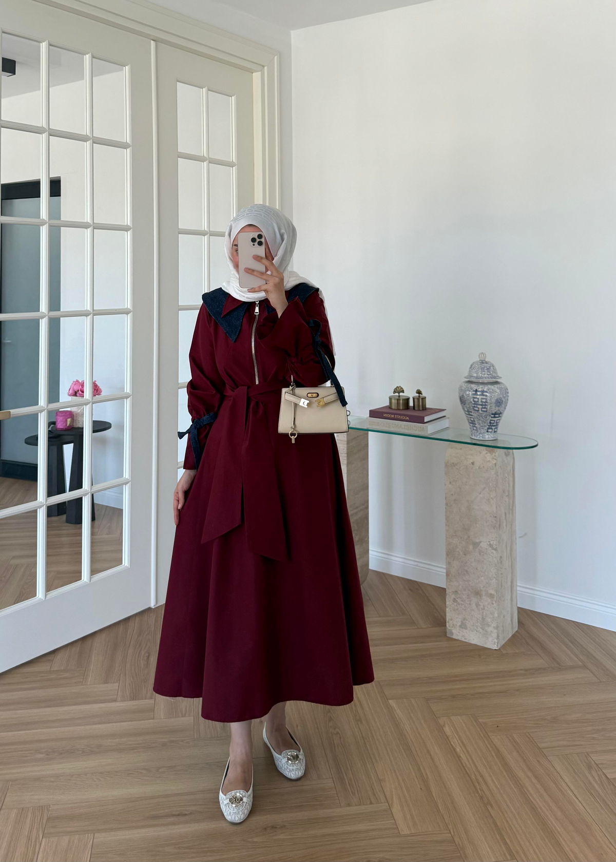 Kot Garnili Elbise Bordo