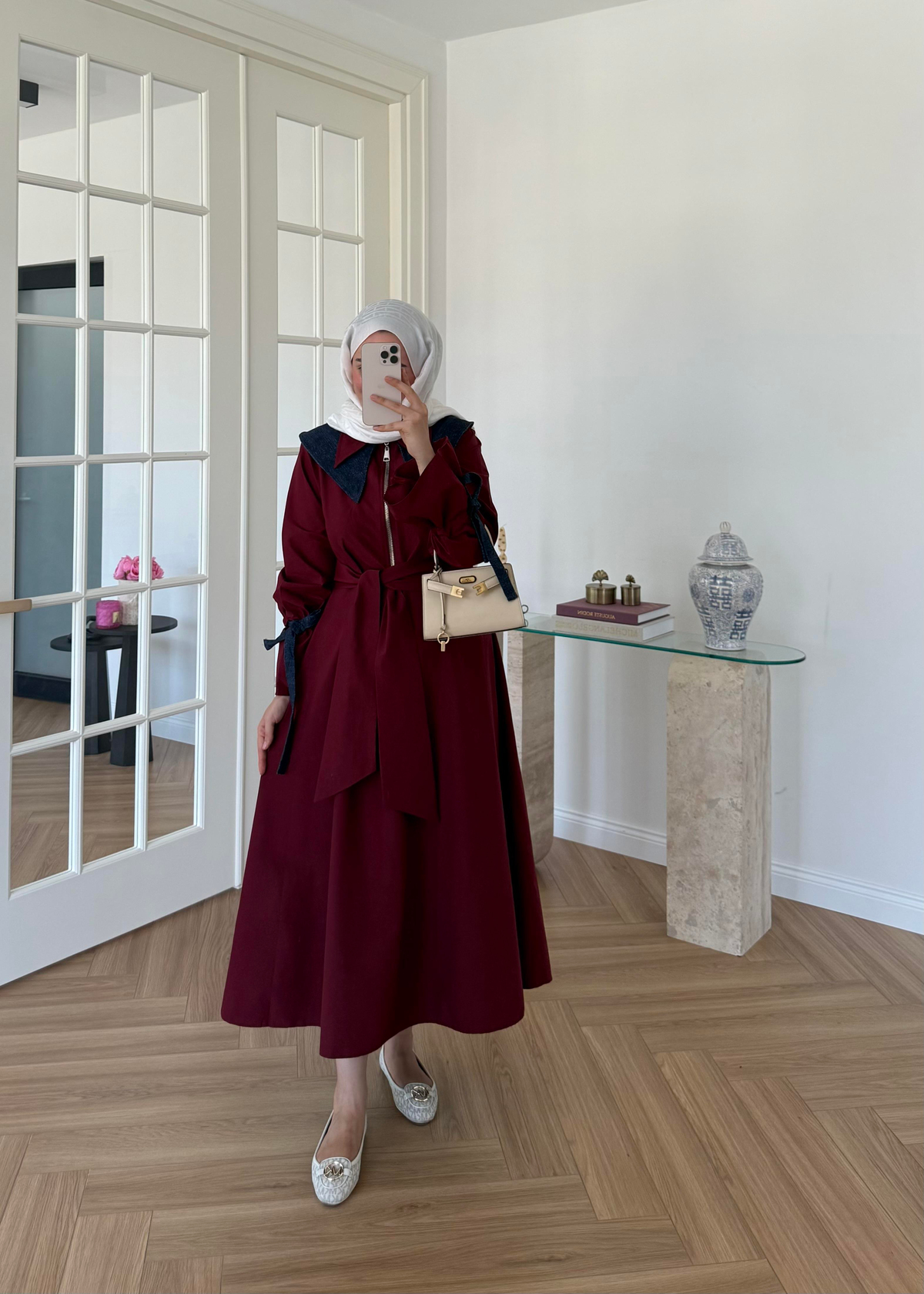 Kot Garnili Elbise Bordo