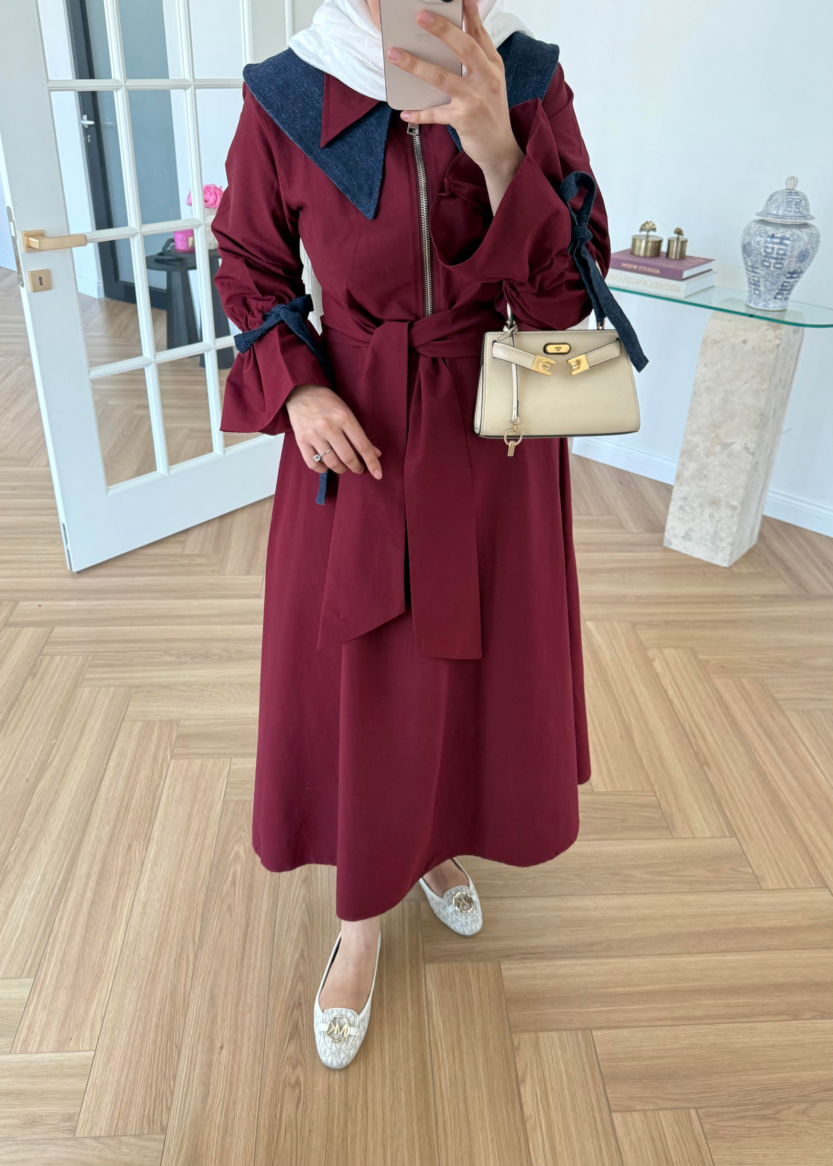 Kot Garnili Elbise Bordo