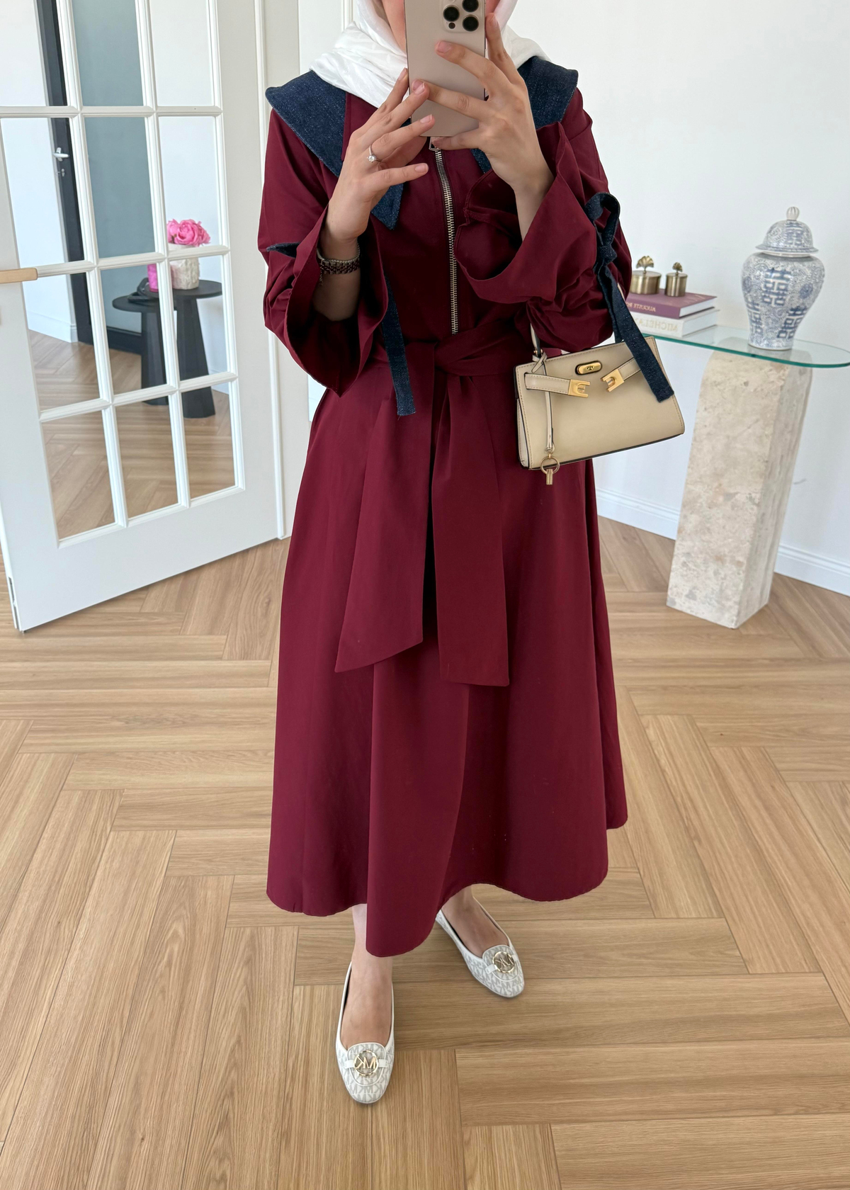 Kot Garnili Elbise Bordo