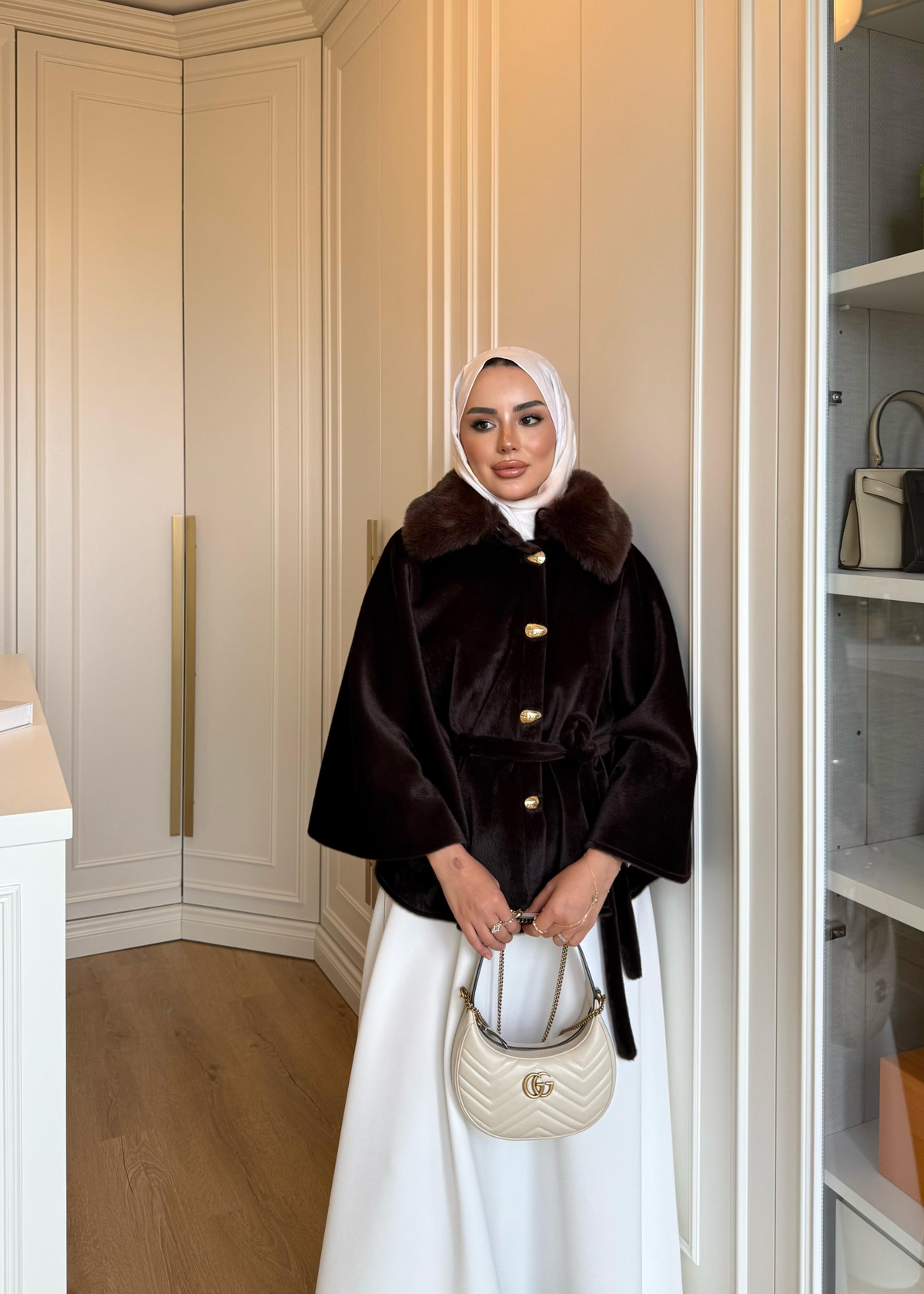 Kürk Detaylı Panço Kahverengi