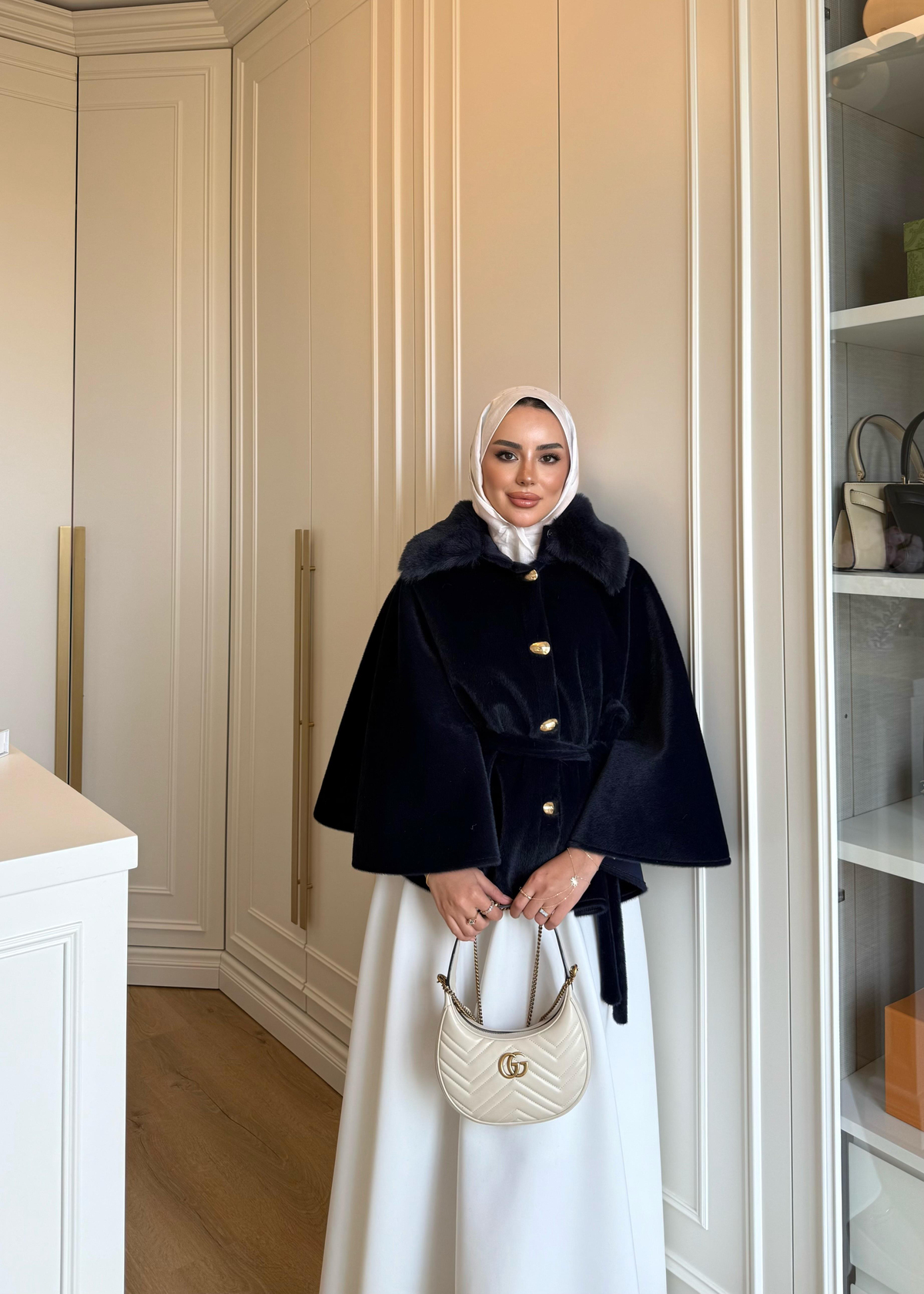 Kürk Detaylı Panço Lacivert