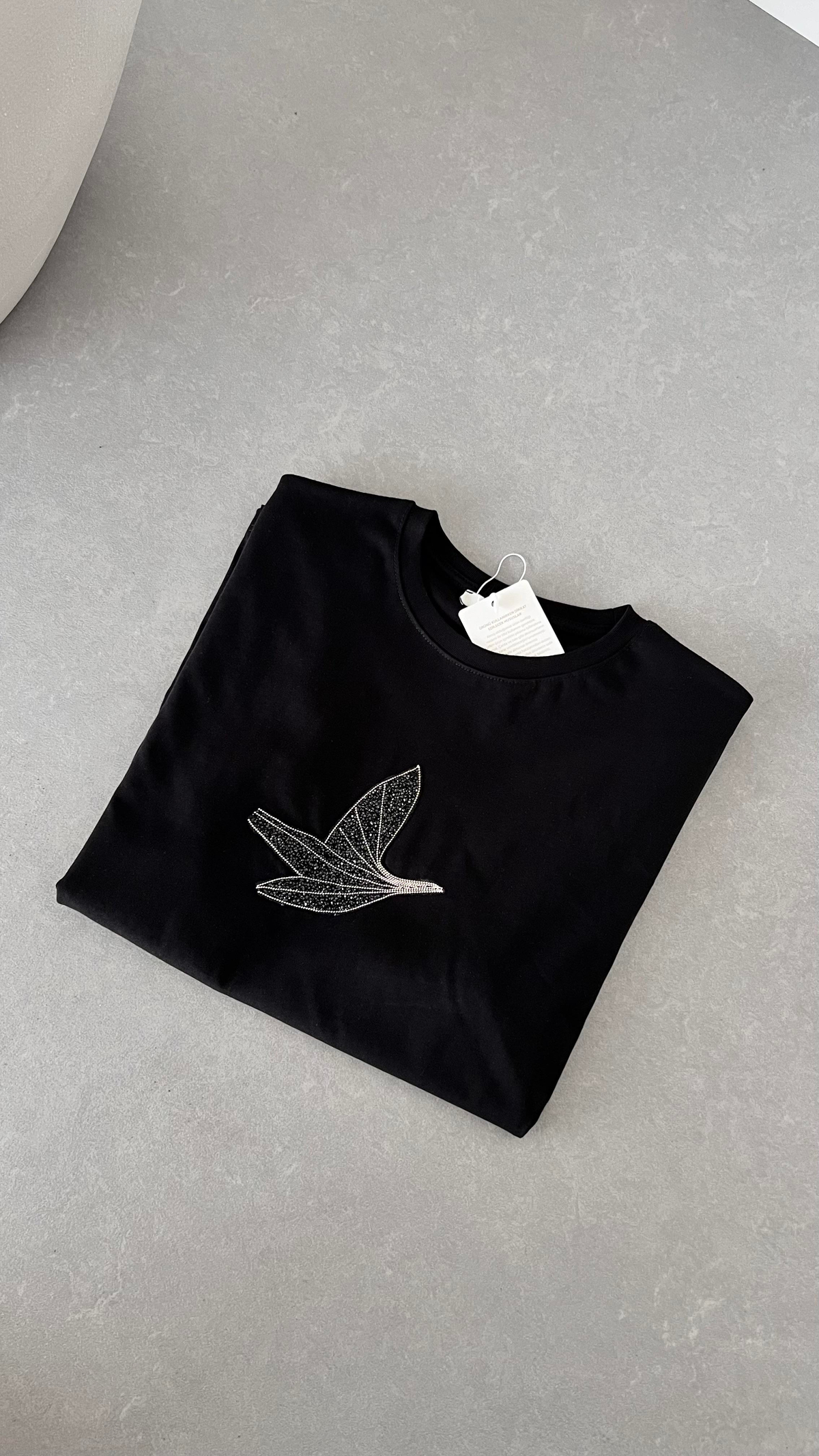 Kuş Baskılı T-shirt Siyah