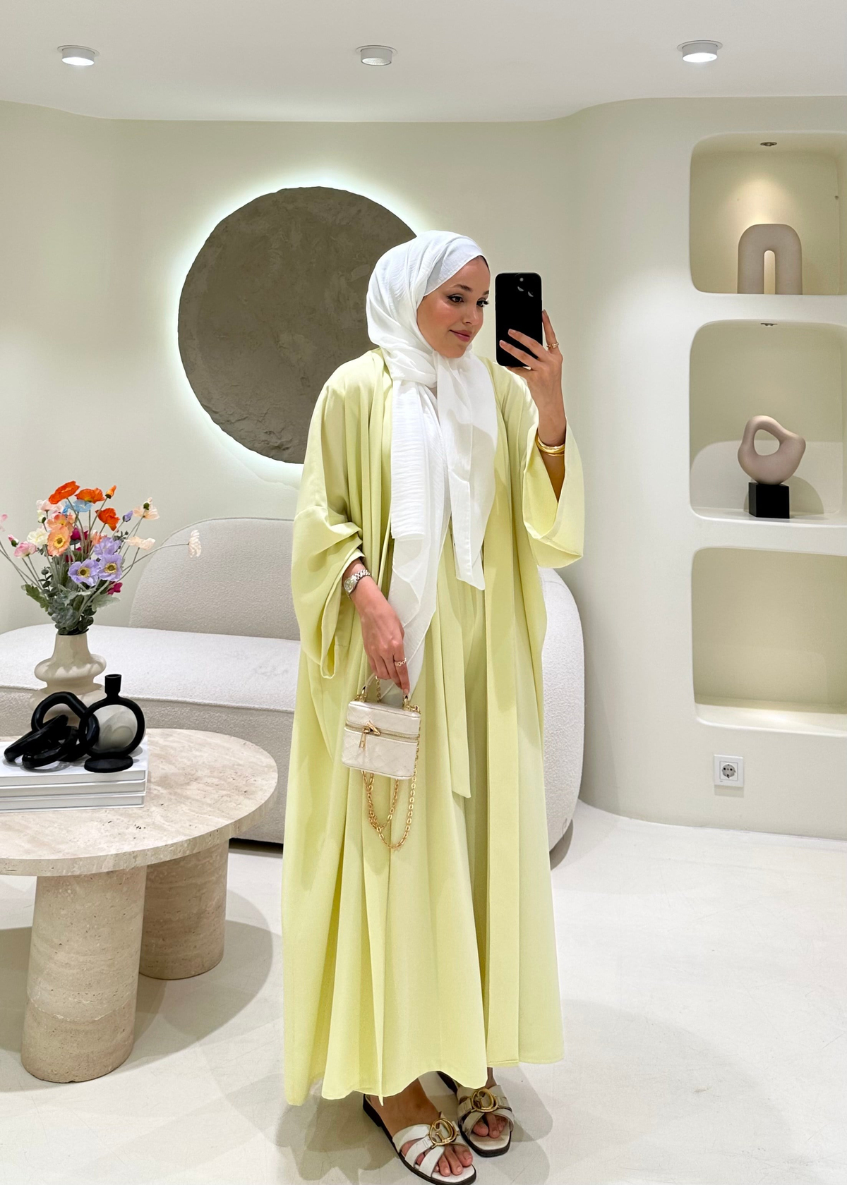 Lady 2 li Abaya Takım Butteryellow