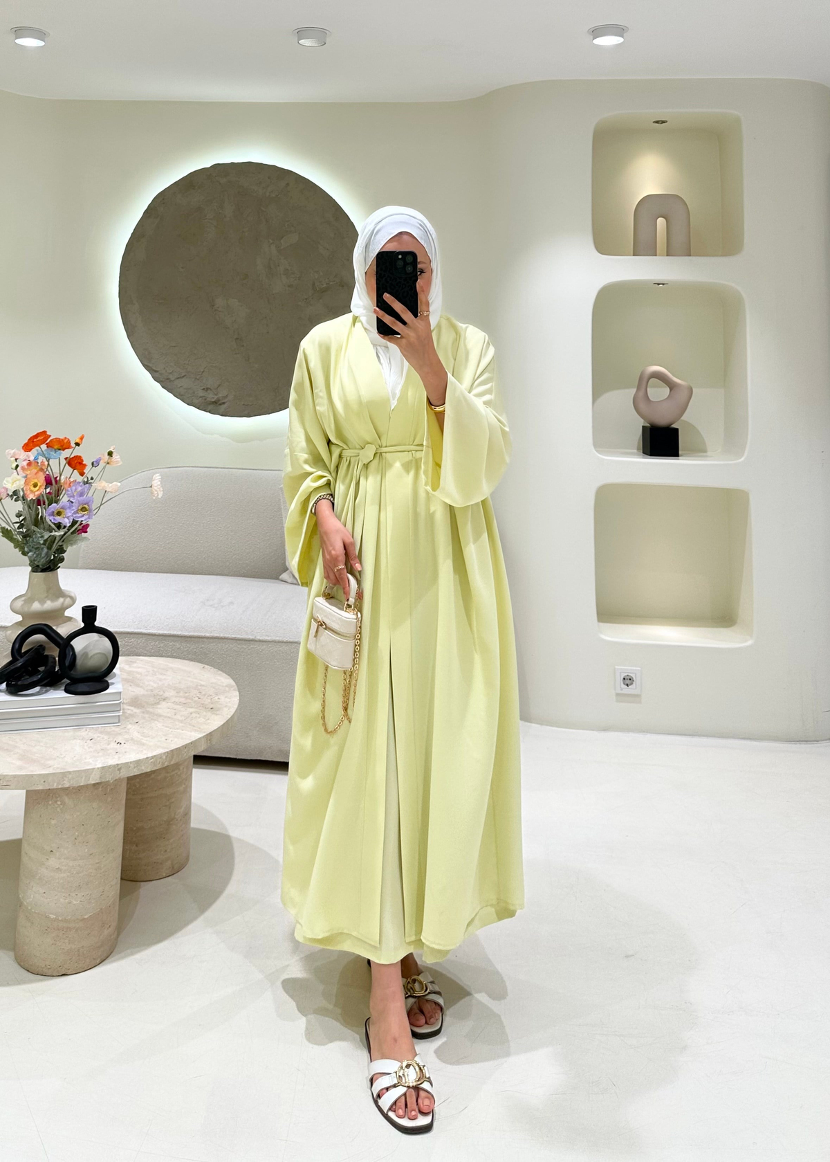 Lady 2 li Abaya Takım Butteryellow