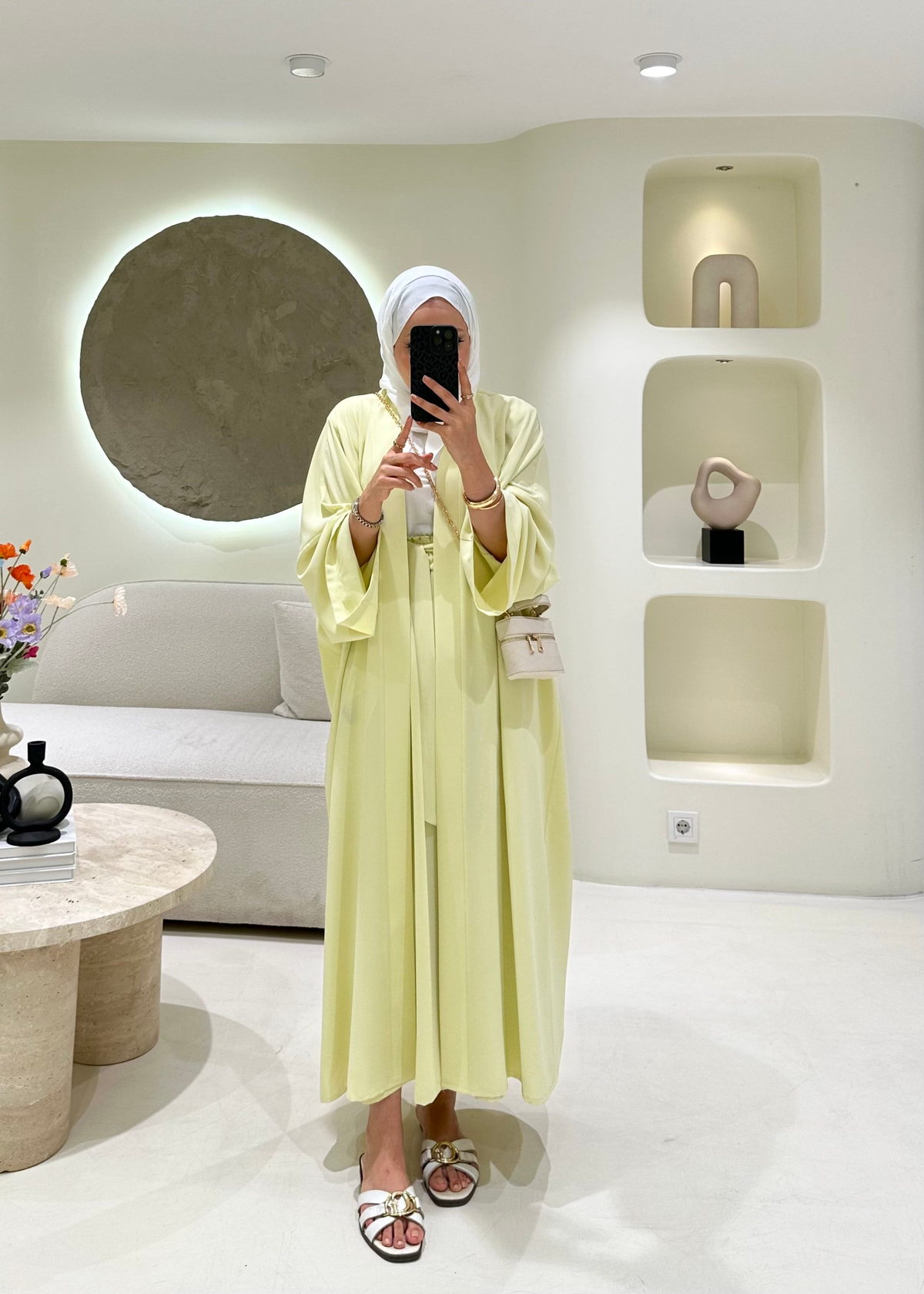 Lady 2 li Abaya Takım Butteryellow