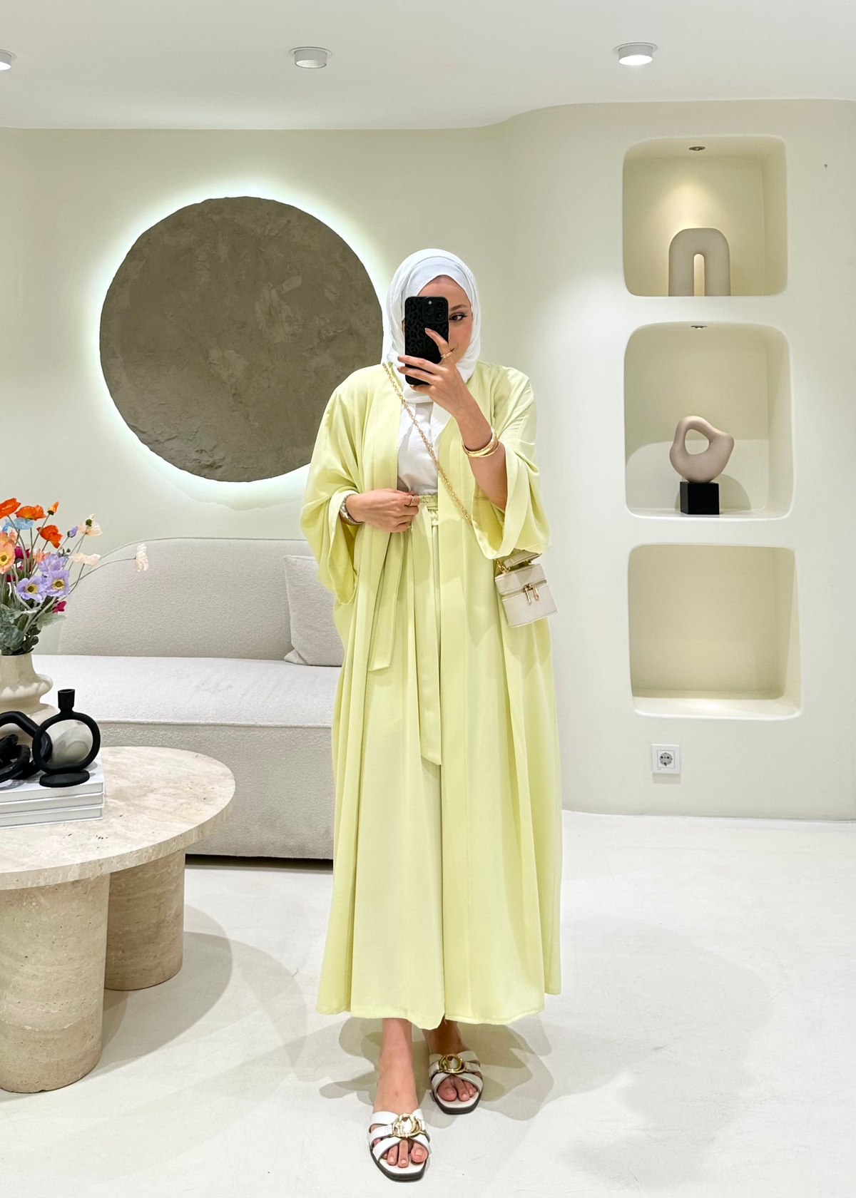 Lady 2 li Abaya Takım Butteryellow