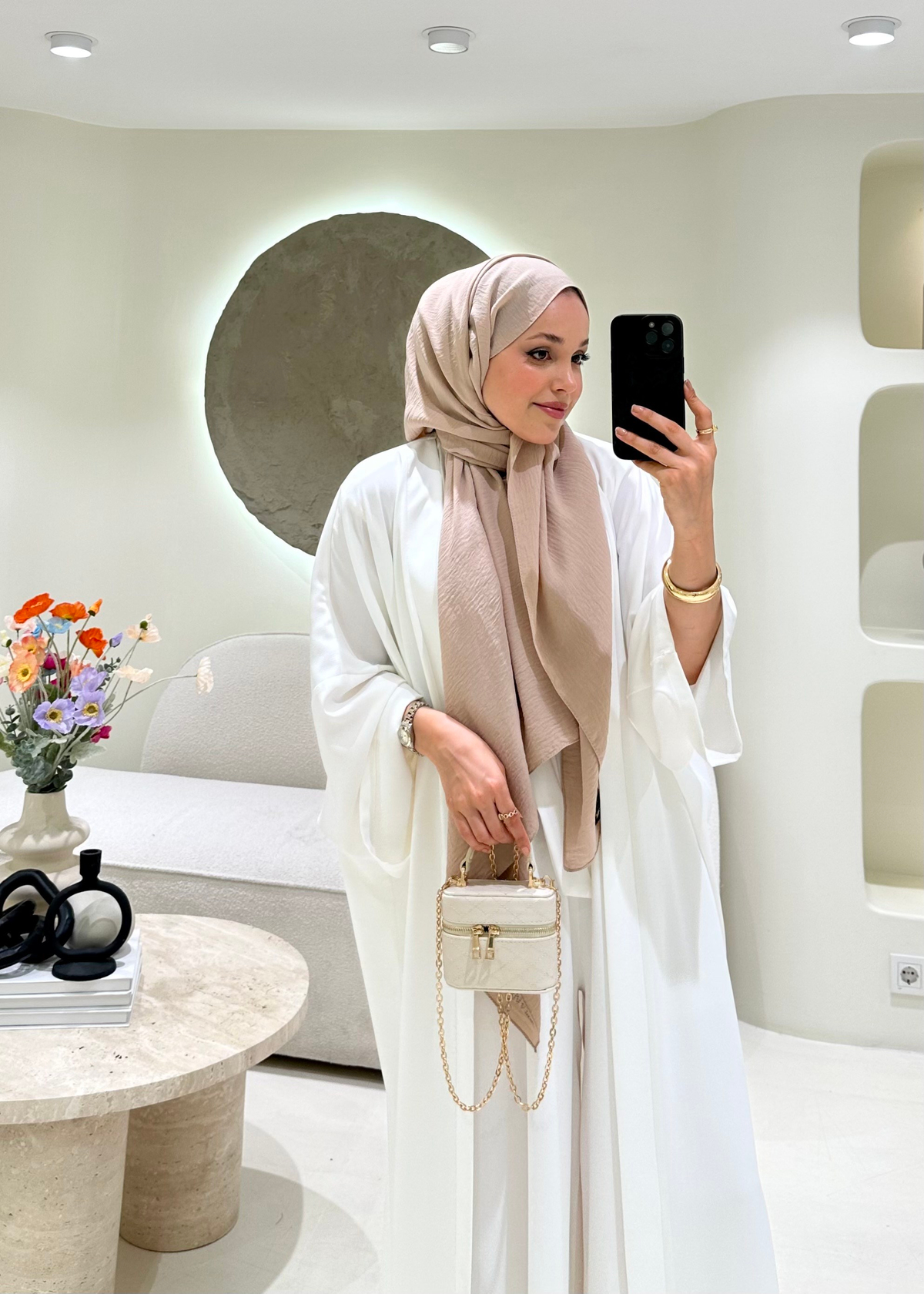 Lady 2 li Abaya Takım Ekru