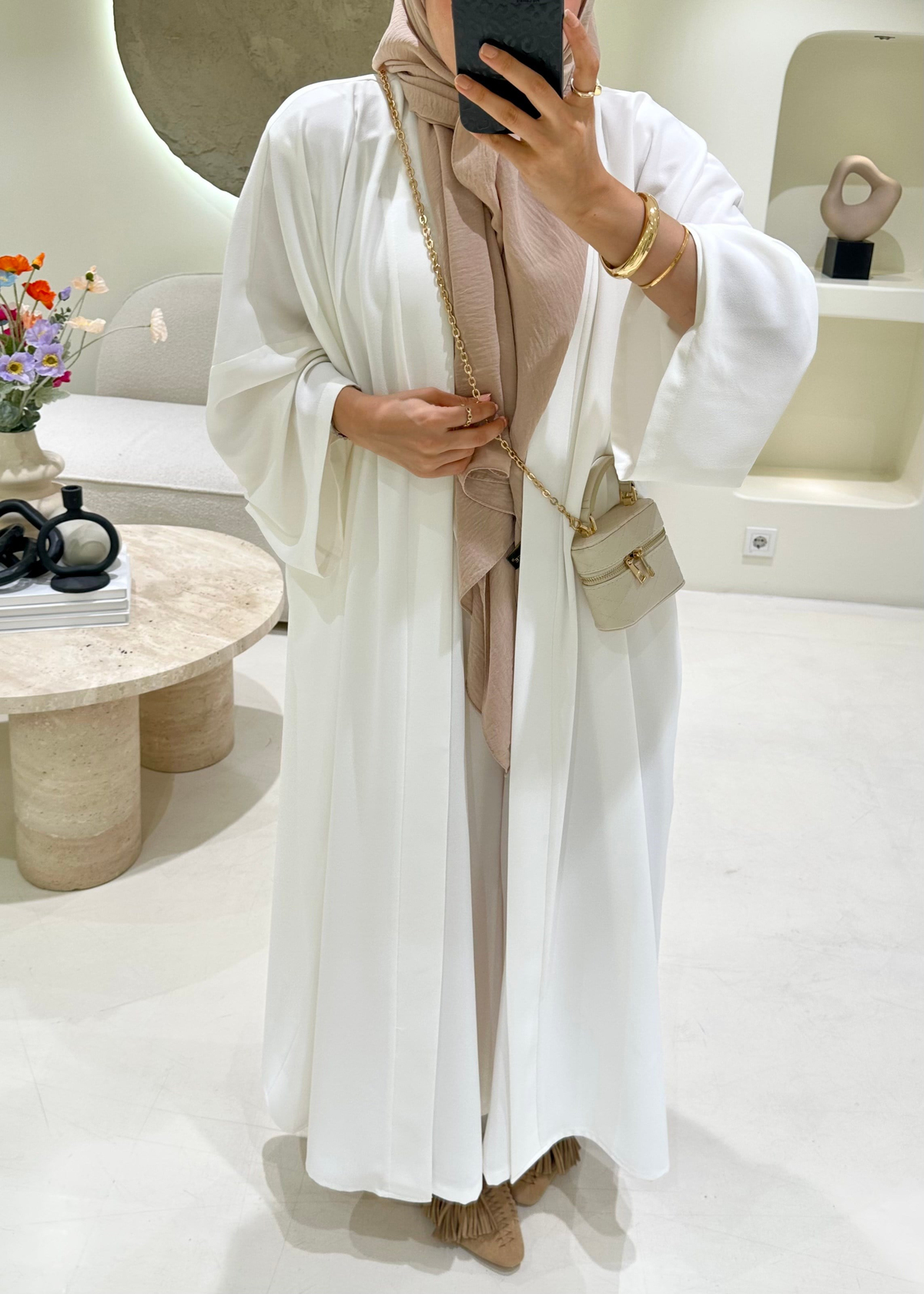 Lady 2 li Abaya Takım Ekru