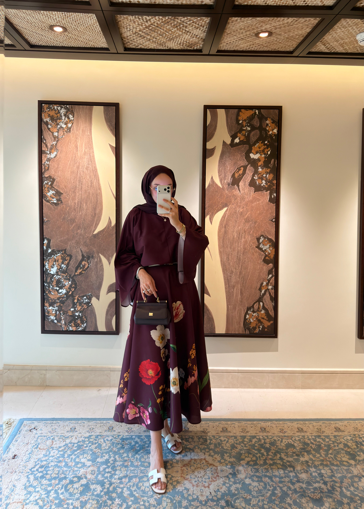 Lady Çiçek Desenli Etekli Takım Mürdüm