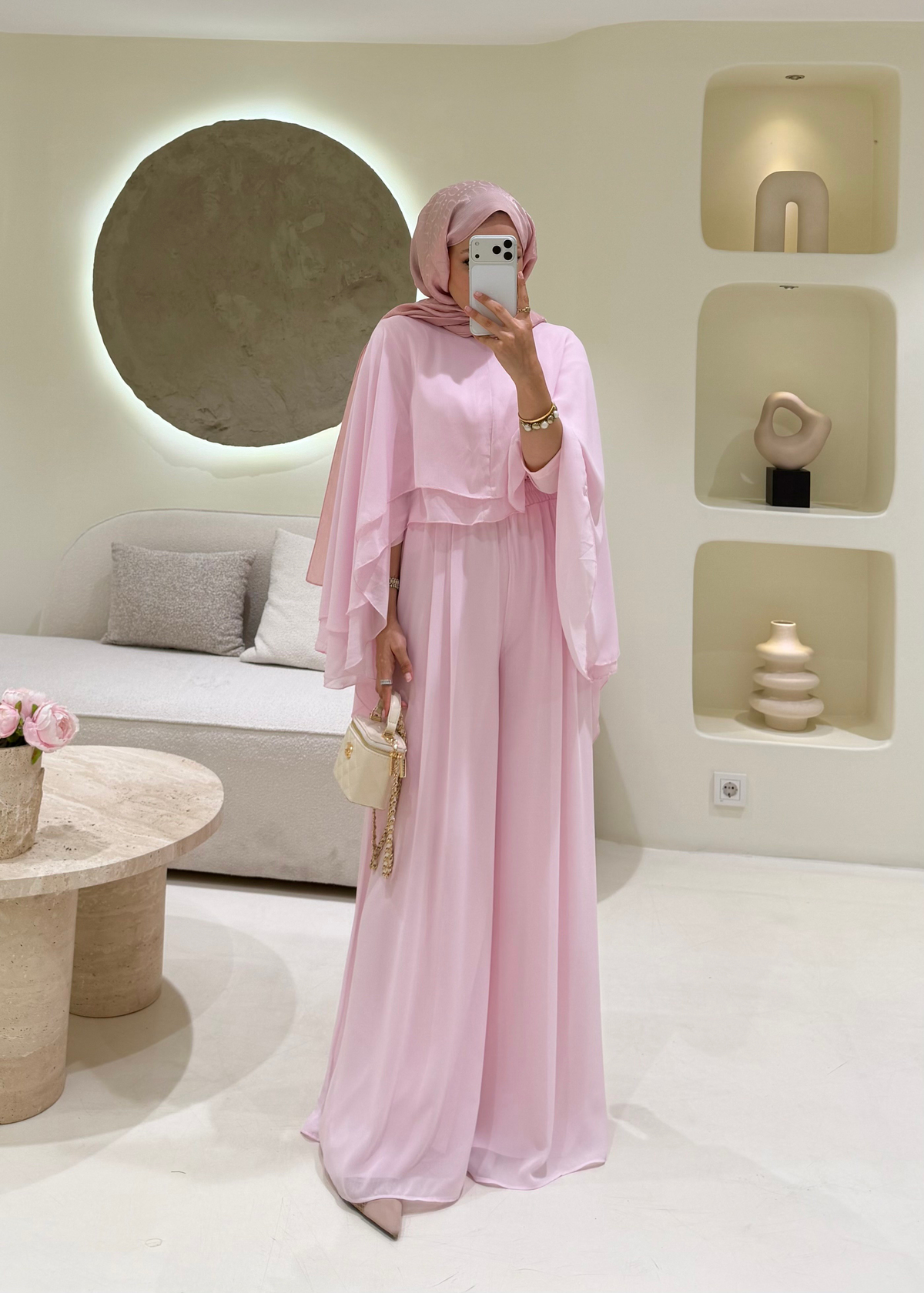 Lavena Şifon Takım Pembe