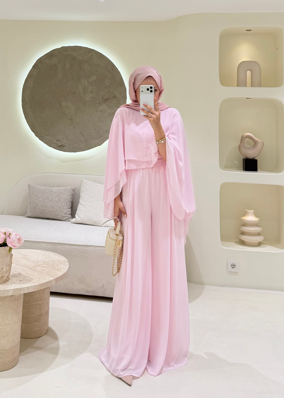 Lavena Şifon Takım Pembe