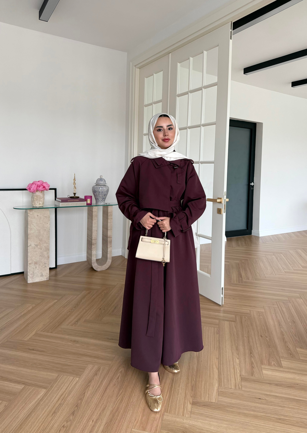 Leona Trenç Elbise Bordo 