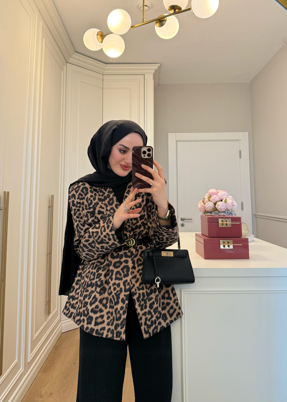 Leopar Desenli Blazer Ceket 