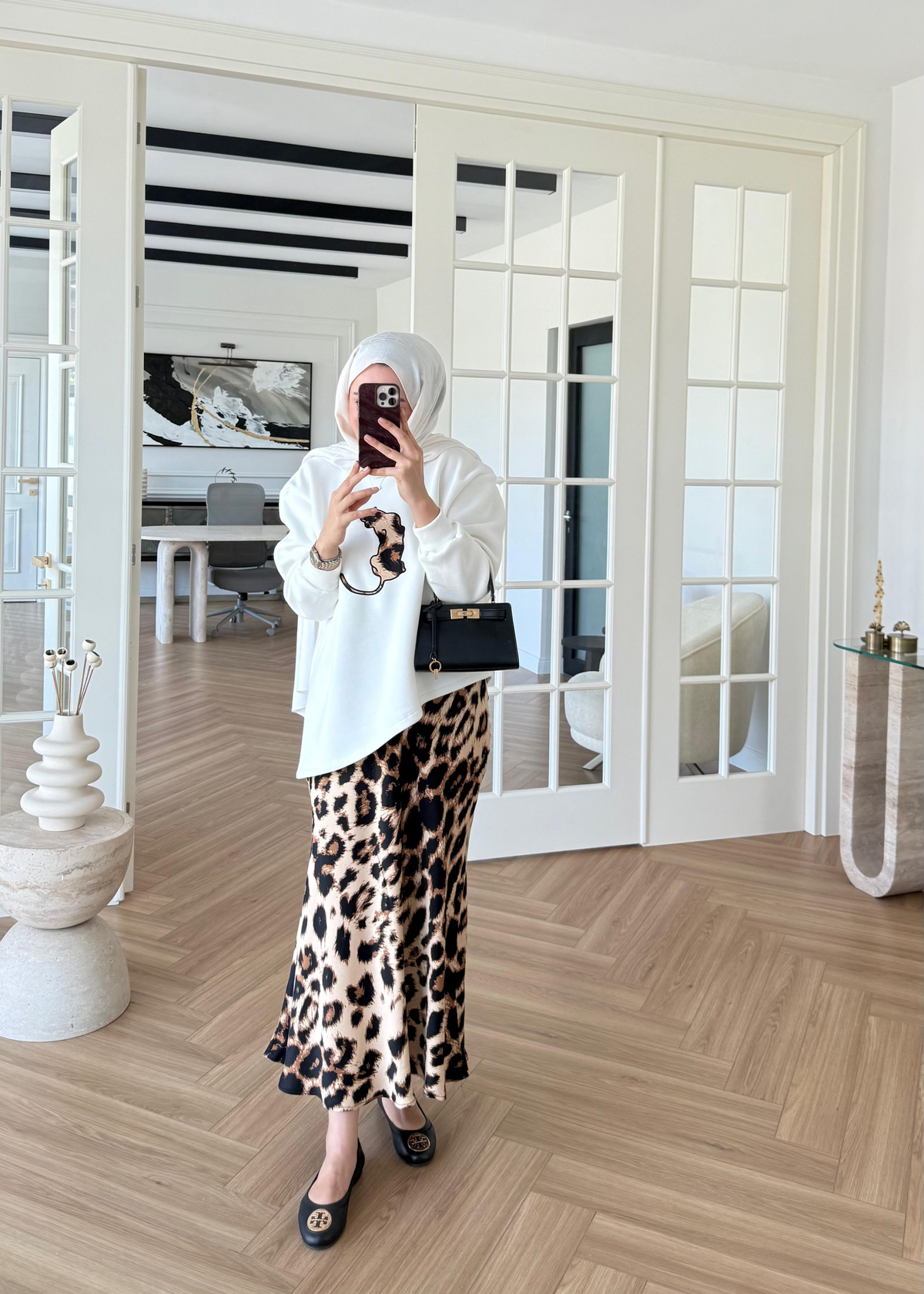 Leopar Etekli Takım Ekru