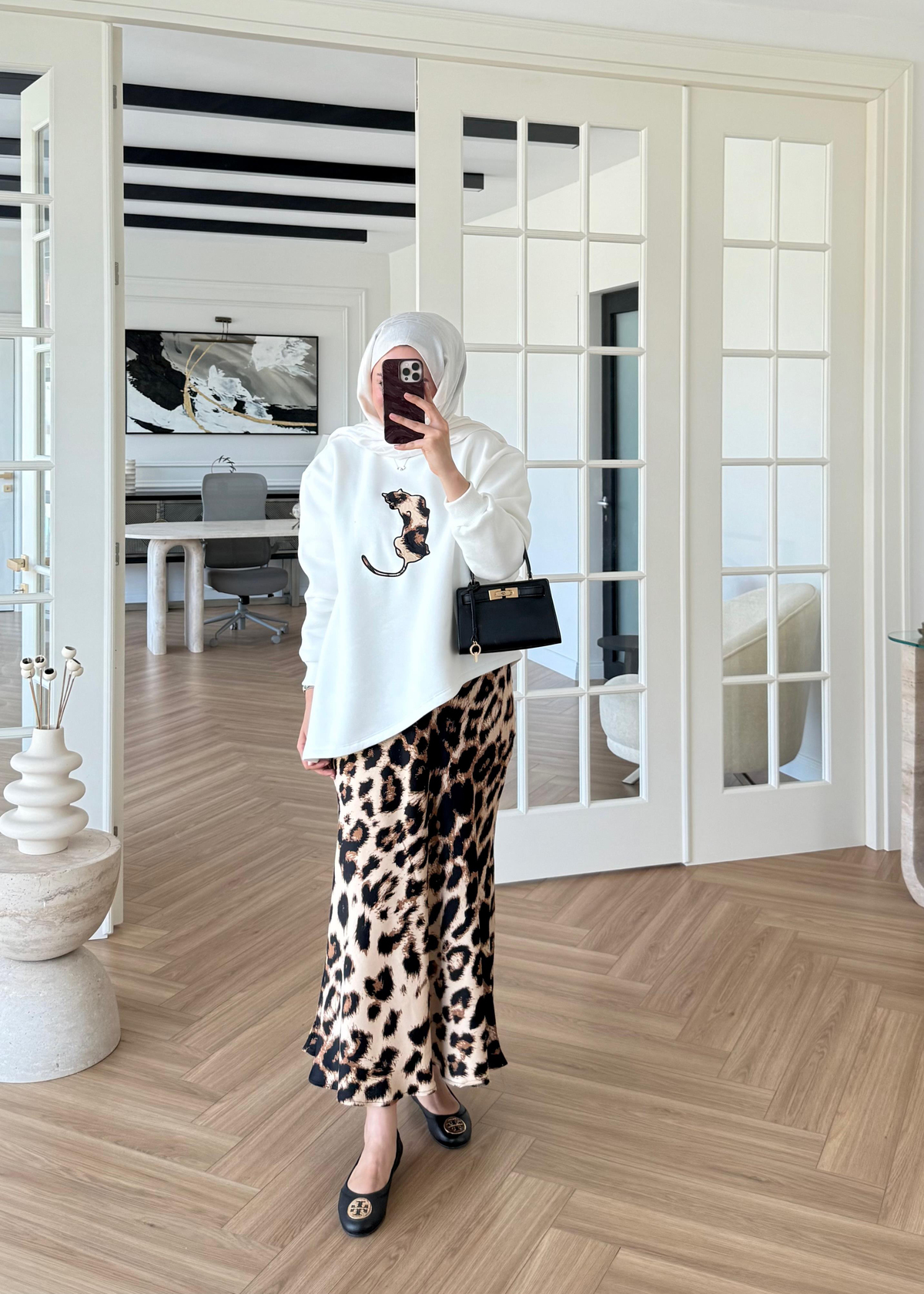 Leopar Etekli Takım Ekru