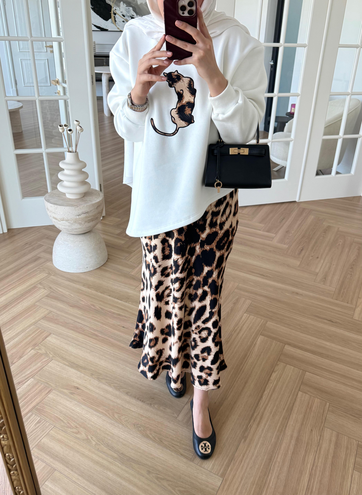 Leopar Etekli Takım Ekru