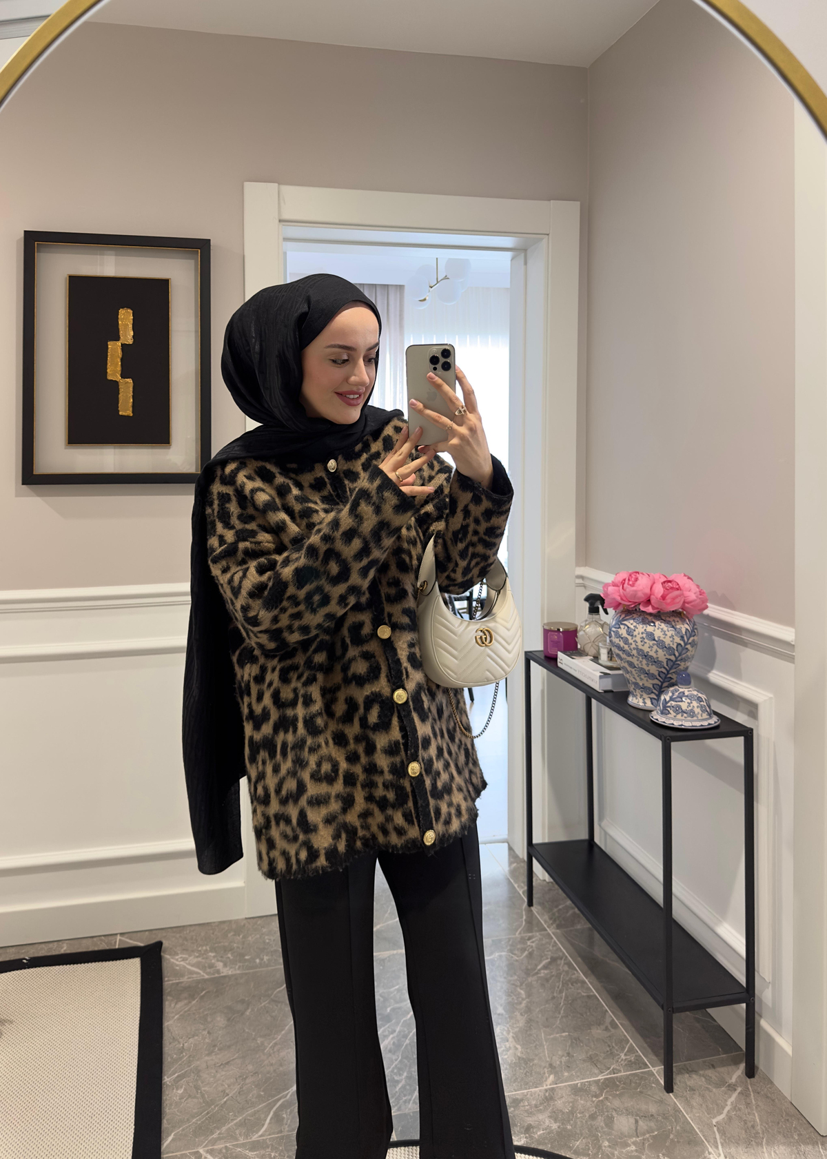 Leopar Hırka Siyah