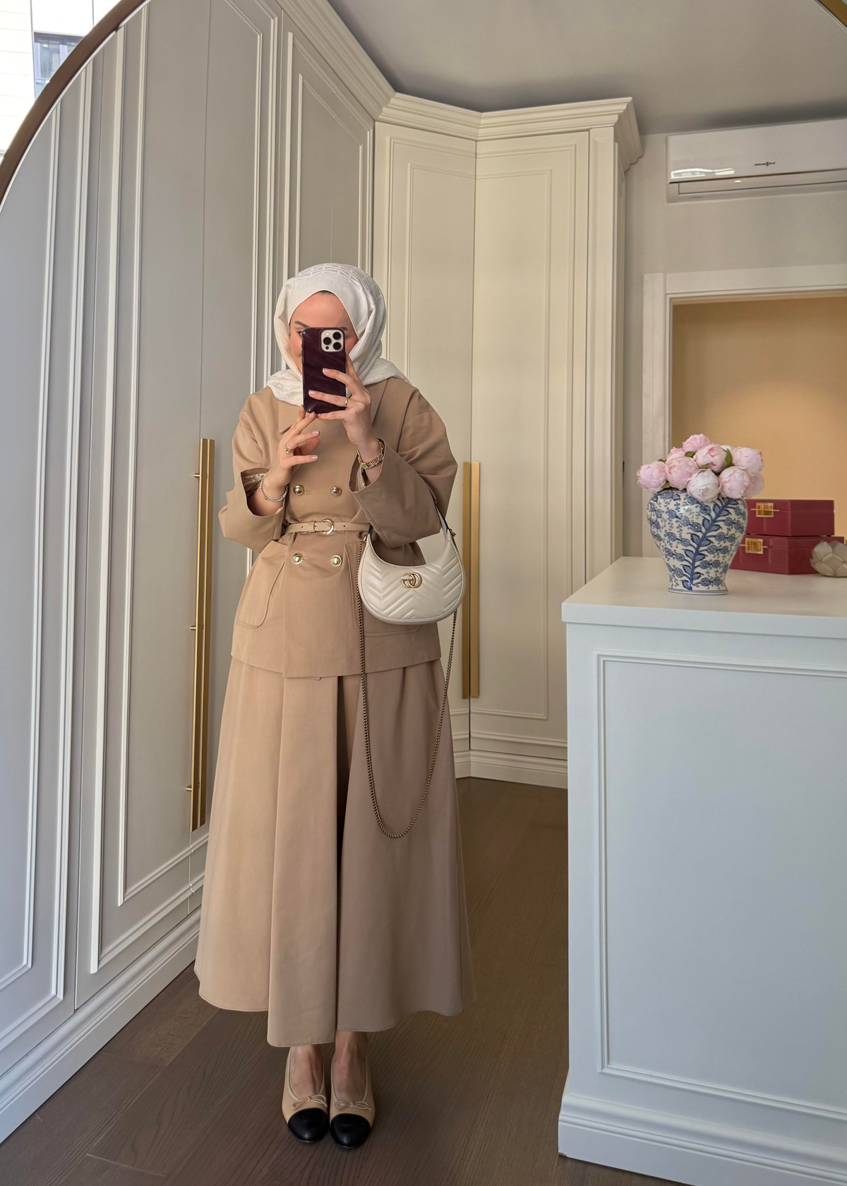 London Trenç Etekli Takım Camel