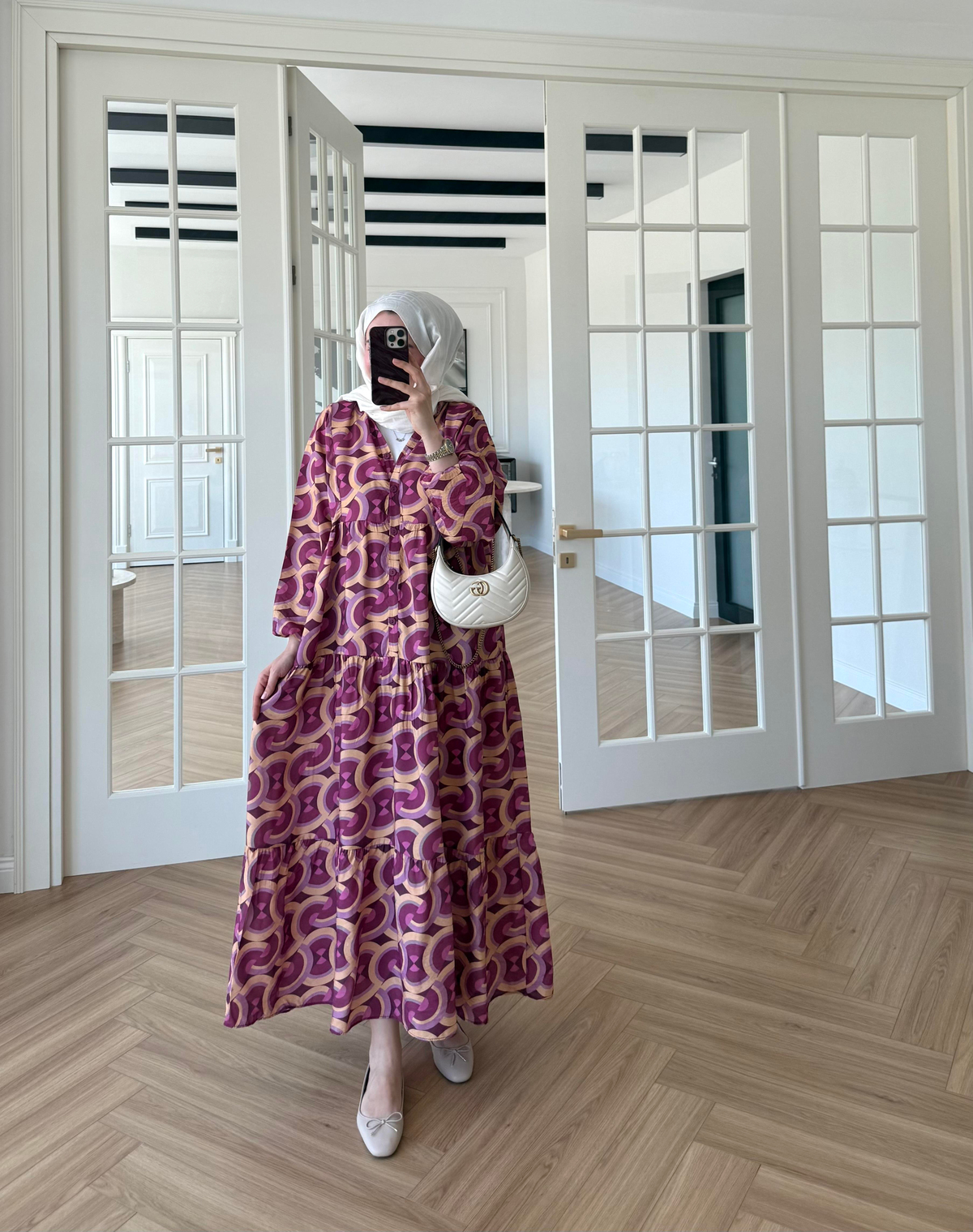 Luma Desen Mango Elbise Bordo